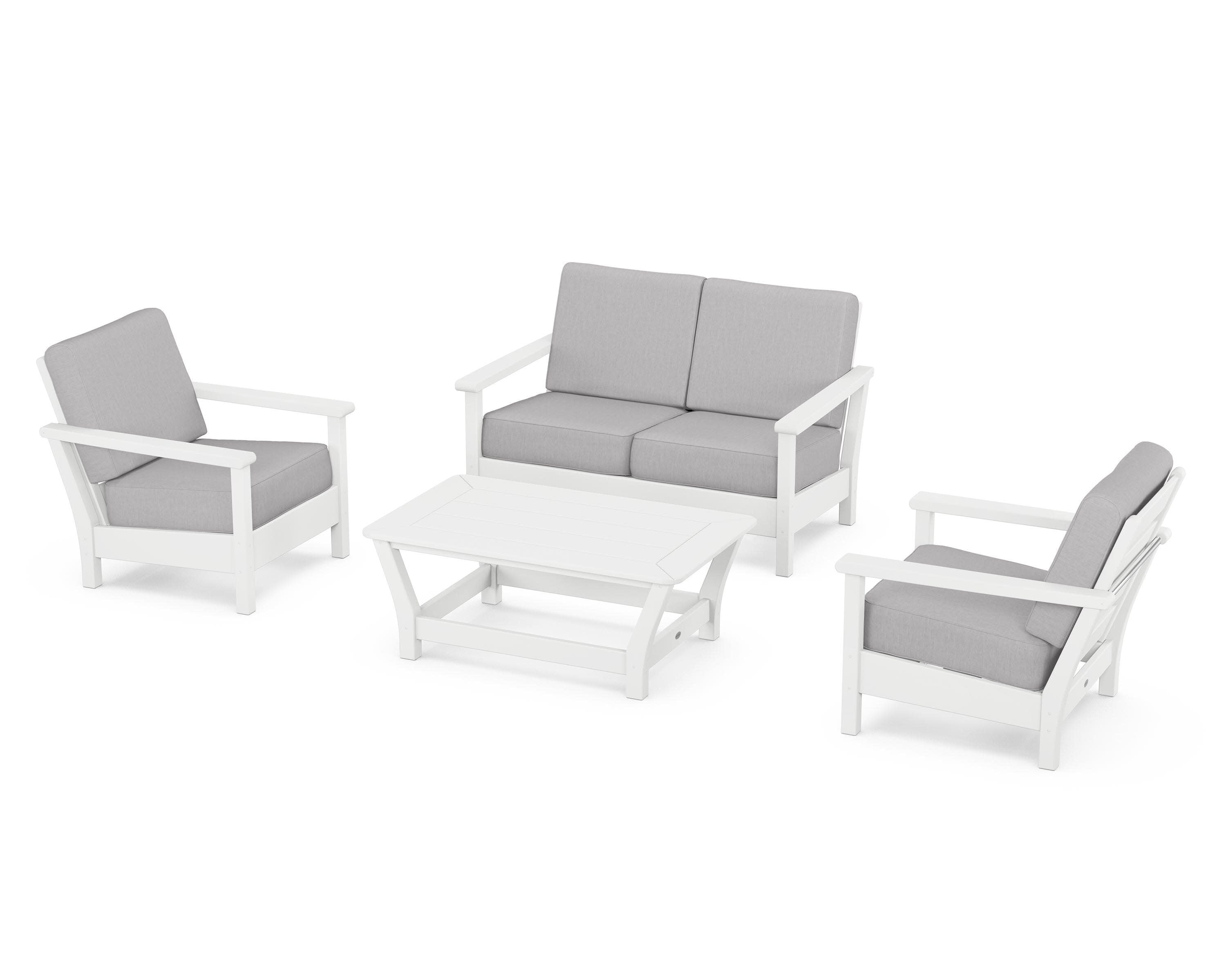 Harbour 4-Piece Deep Seating Set in White / Granite