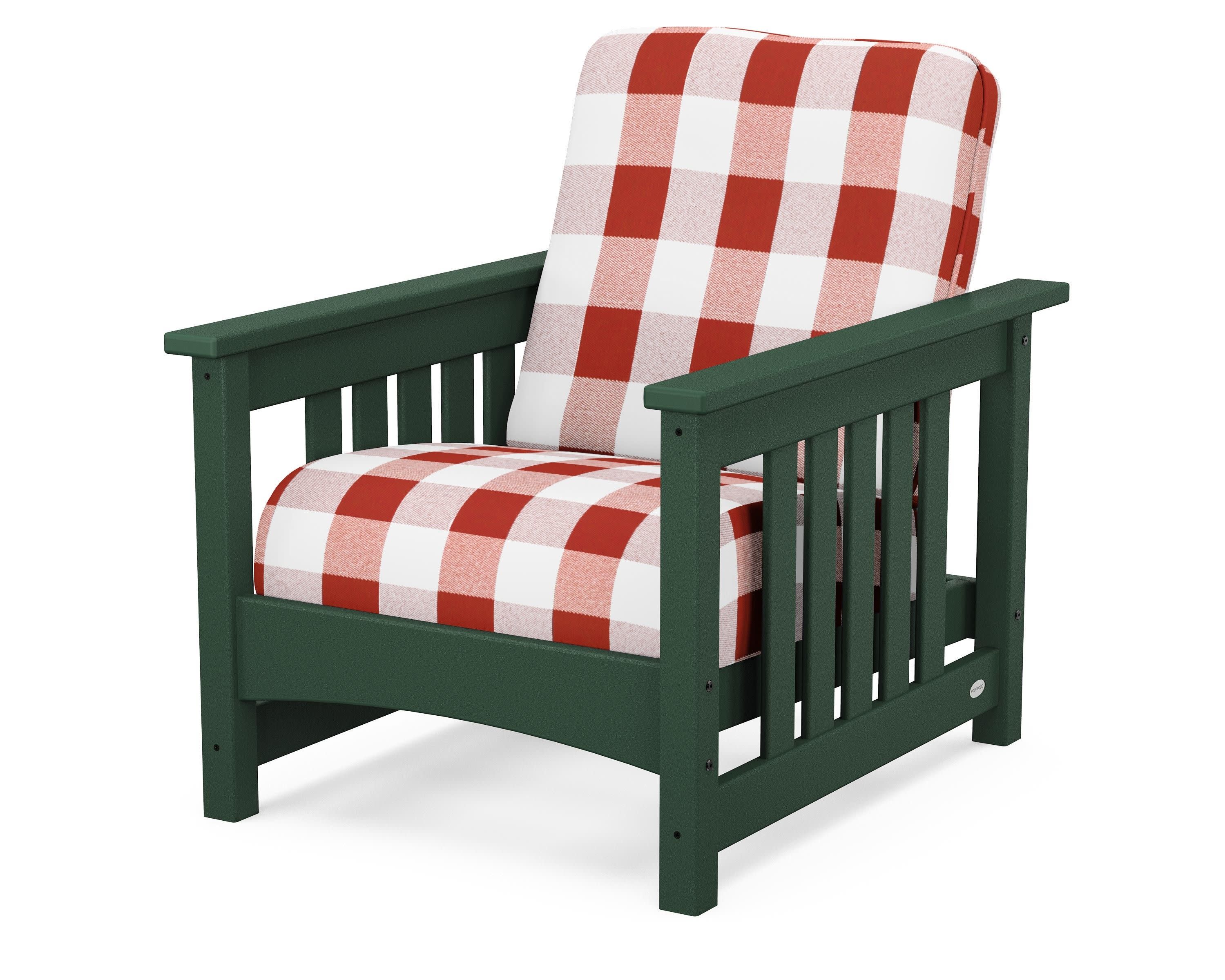 Club Mission Chair in Green / Buffalo Plaid Crimson