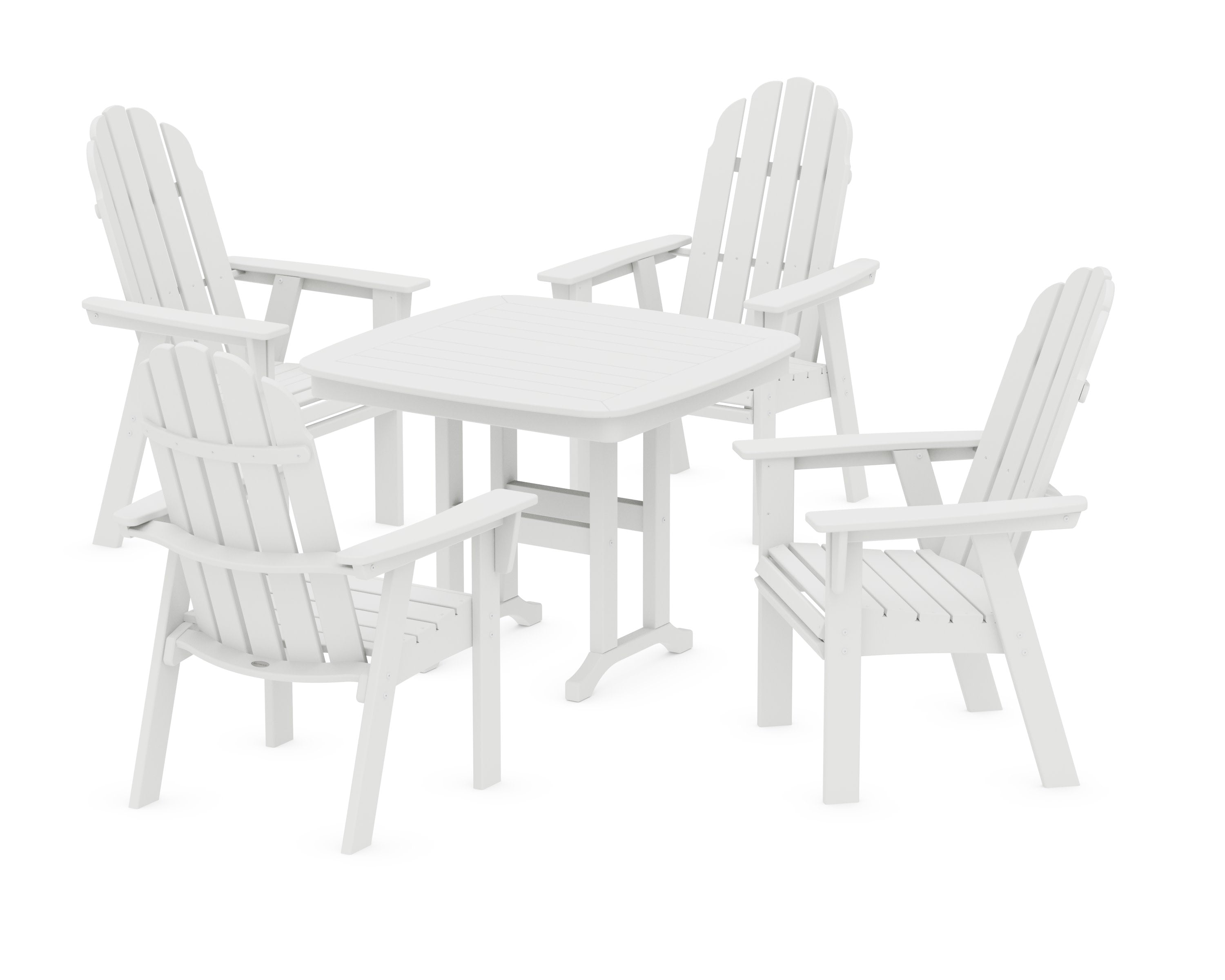 Vineyard Curveback Adirondack 5-Piece Dining Set in White