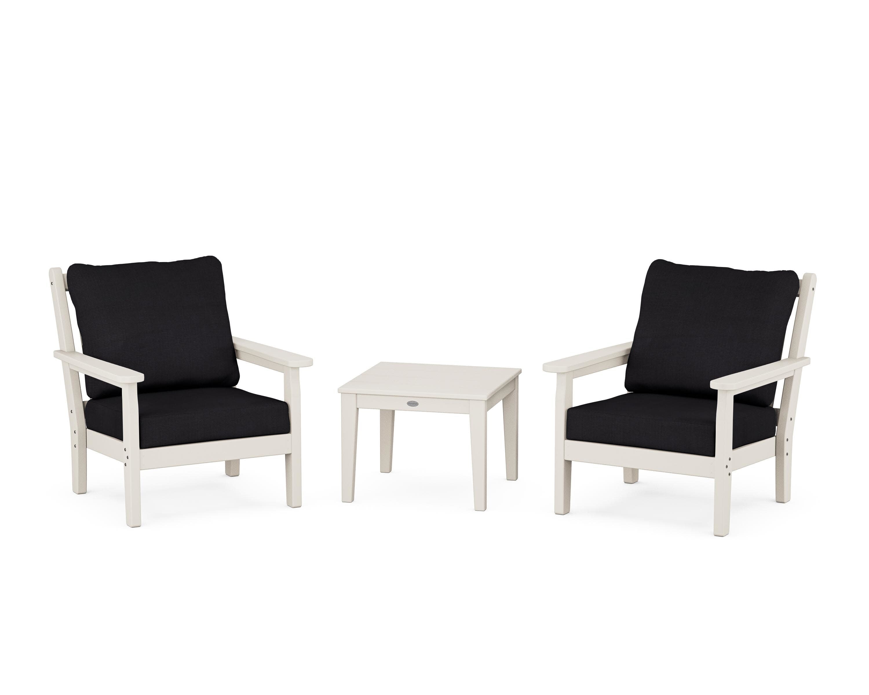 Chippendale 3-Piece Deep Seating Set in Sand / Midnight Linen