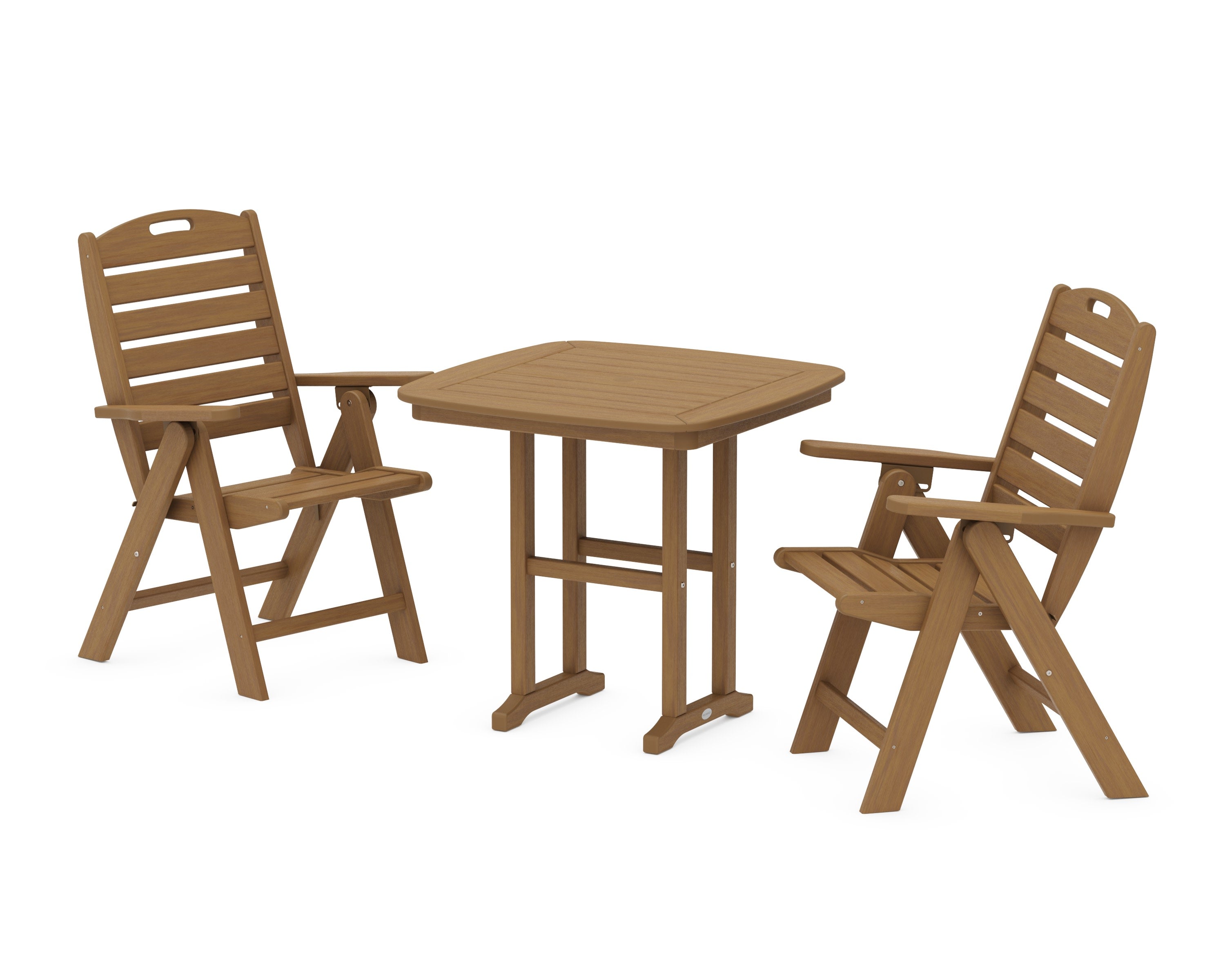 Nautical Folding Highback Chair 3-Piece Dining Set in Natural