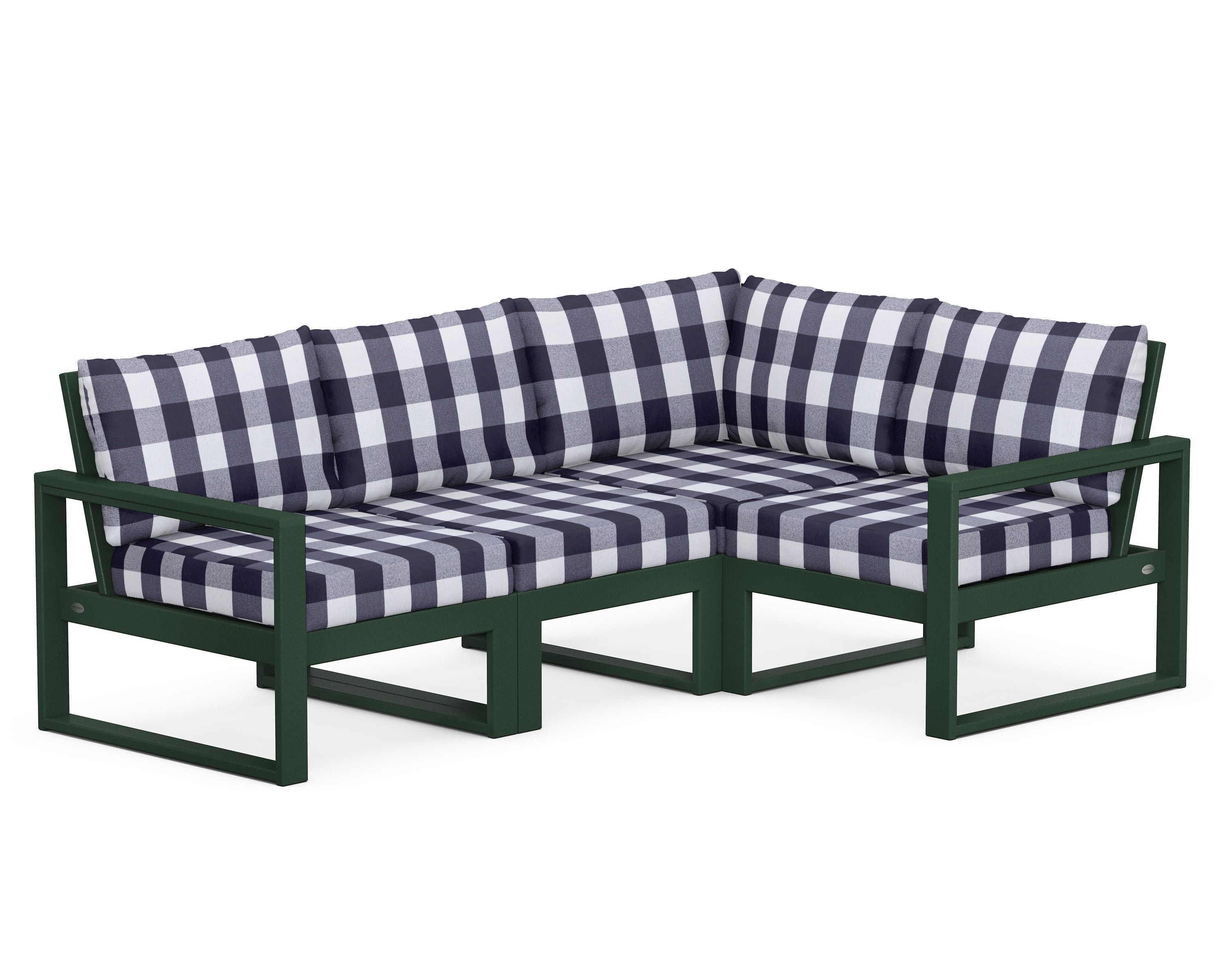 EDGE 4-Piece Modular Deep Seating Set in Green / Buffalo Plaid Navy