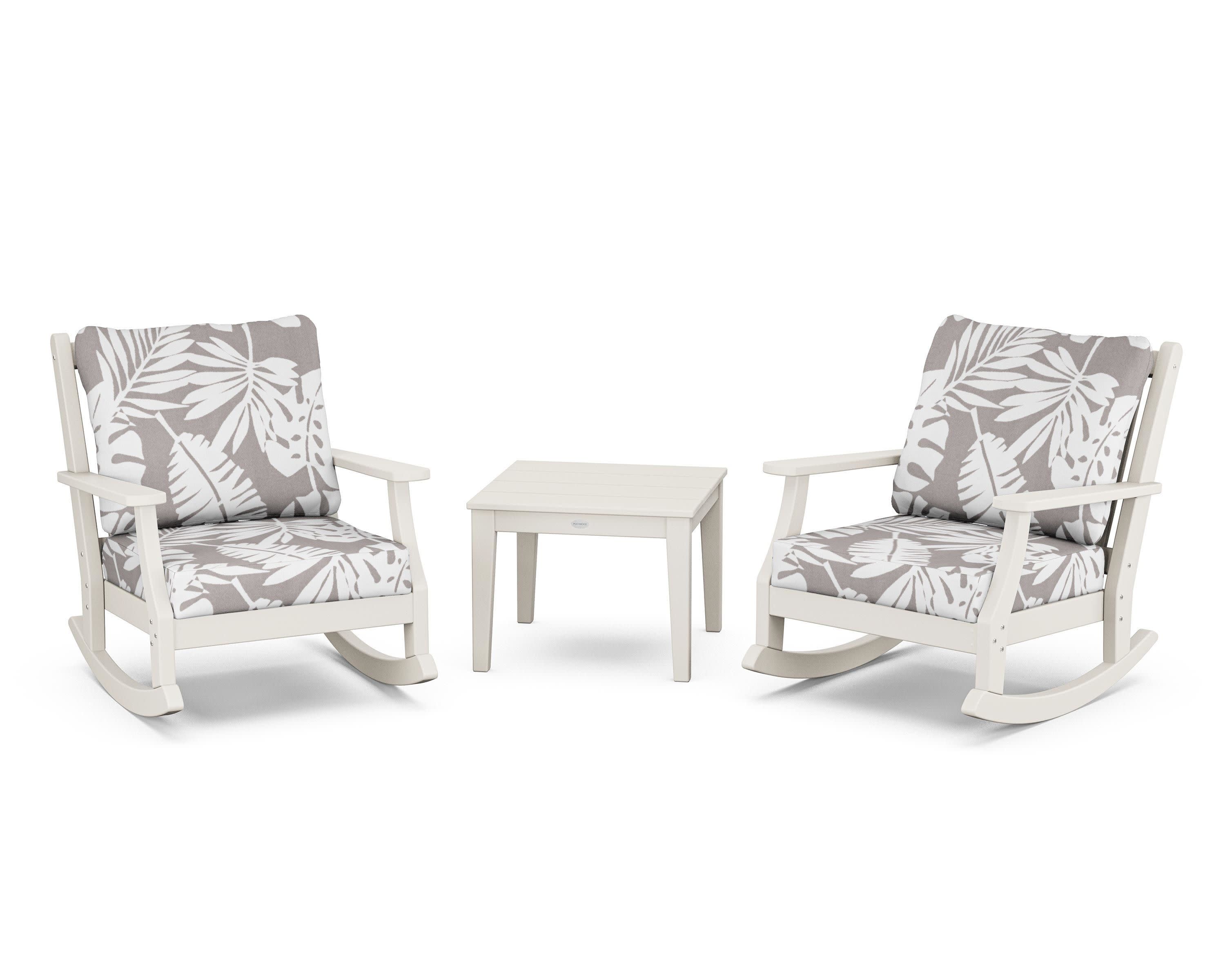 Wovendale 3-Piece Deep Seating Rocker Set in Sand / Leaf Grey Mist