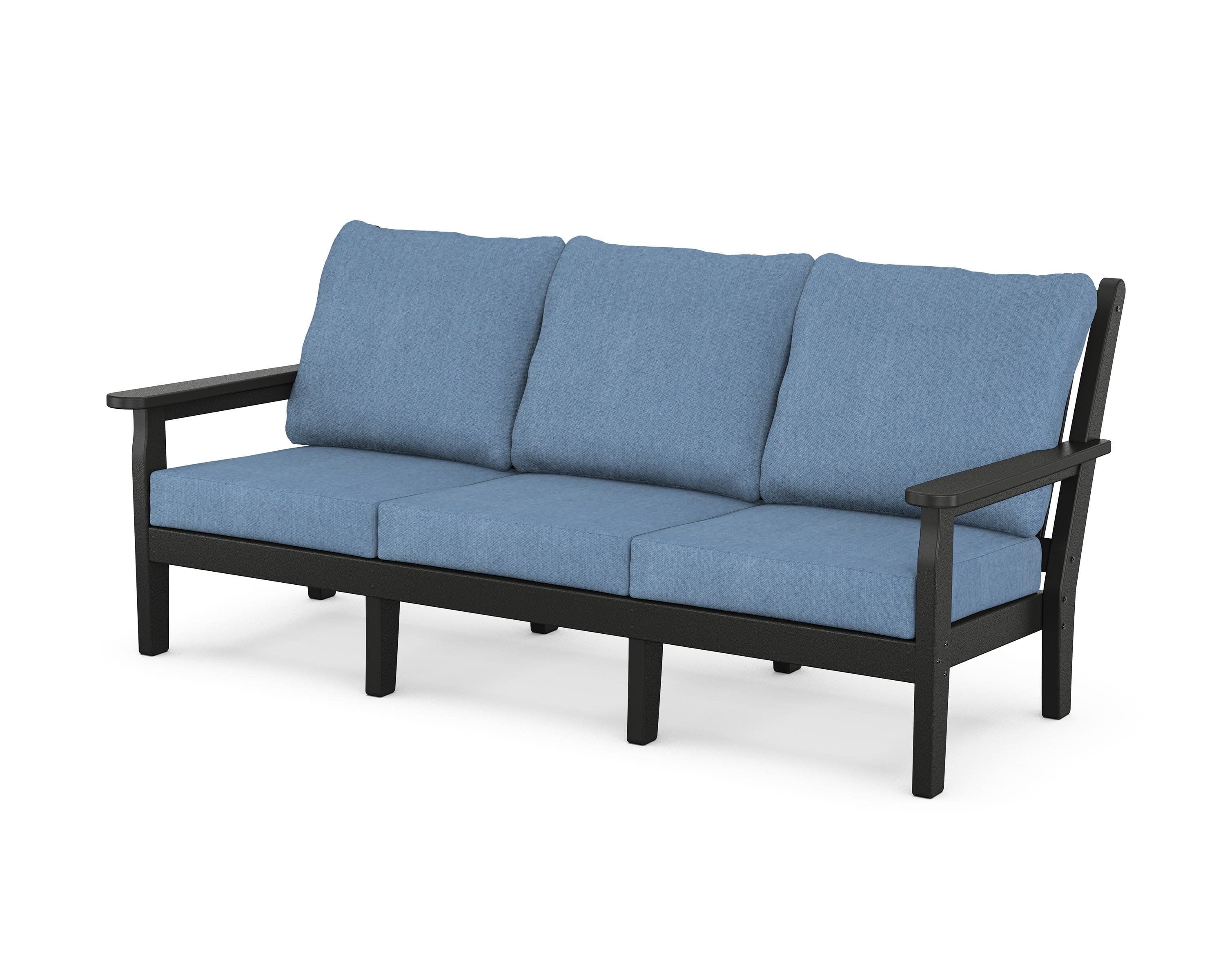 Chippendale Deep Seating Sofa in Black / Sky Blue