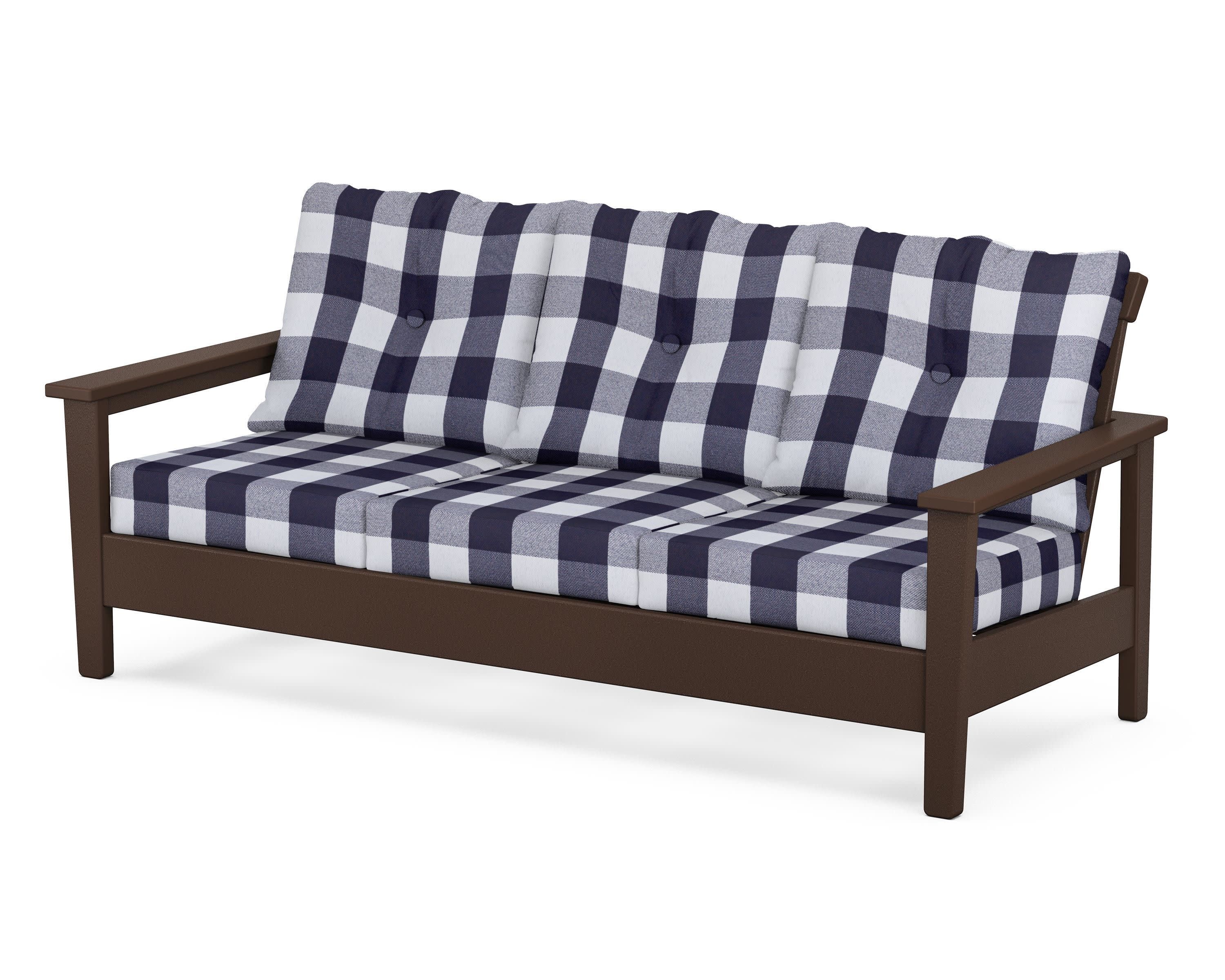 Prescott Deep Seating Sofa in Mahogany / Buffalo Plaid Navy