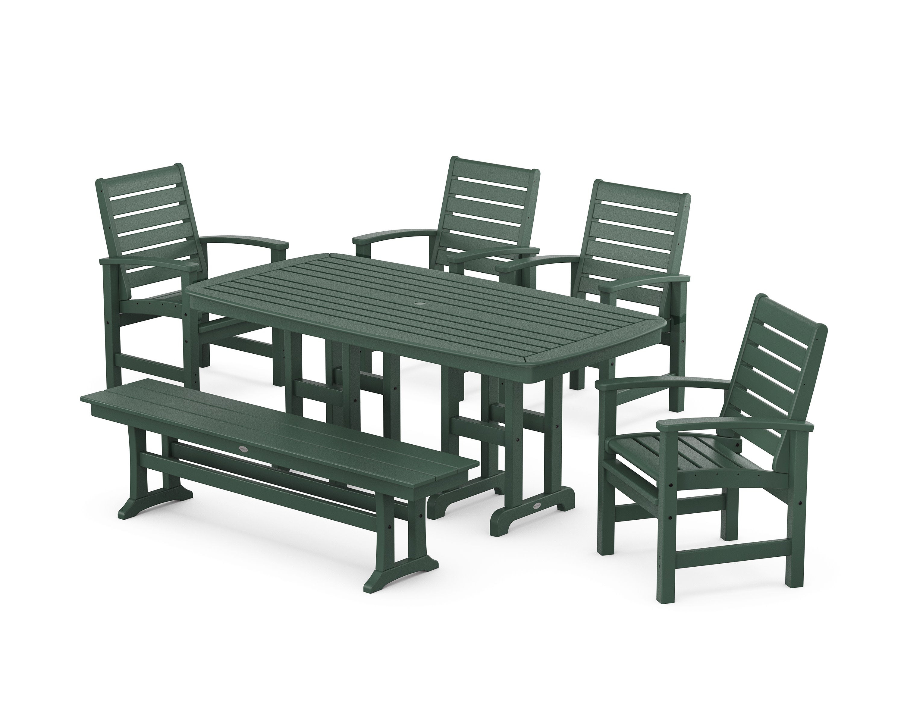 Signature 6-Piece Dining Set with Bench in Green