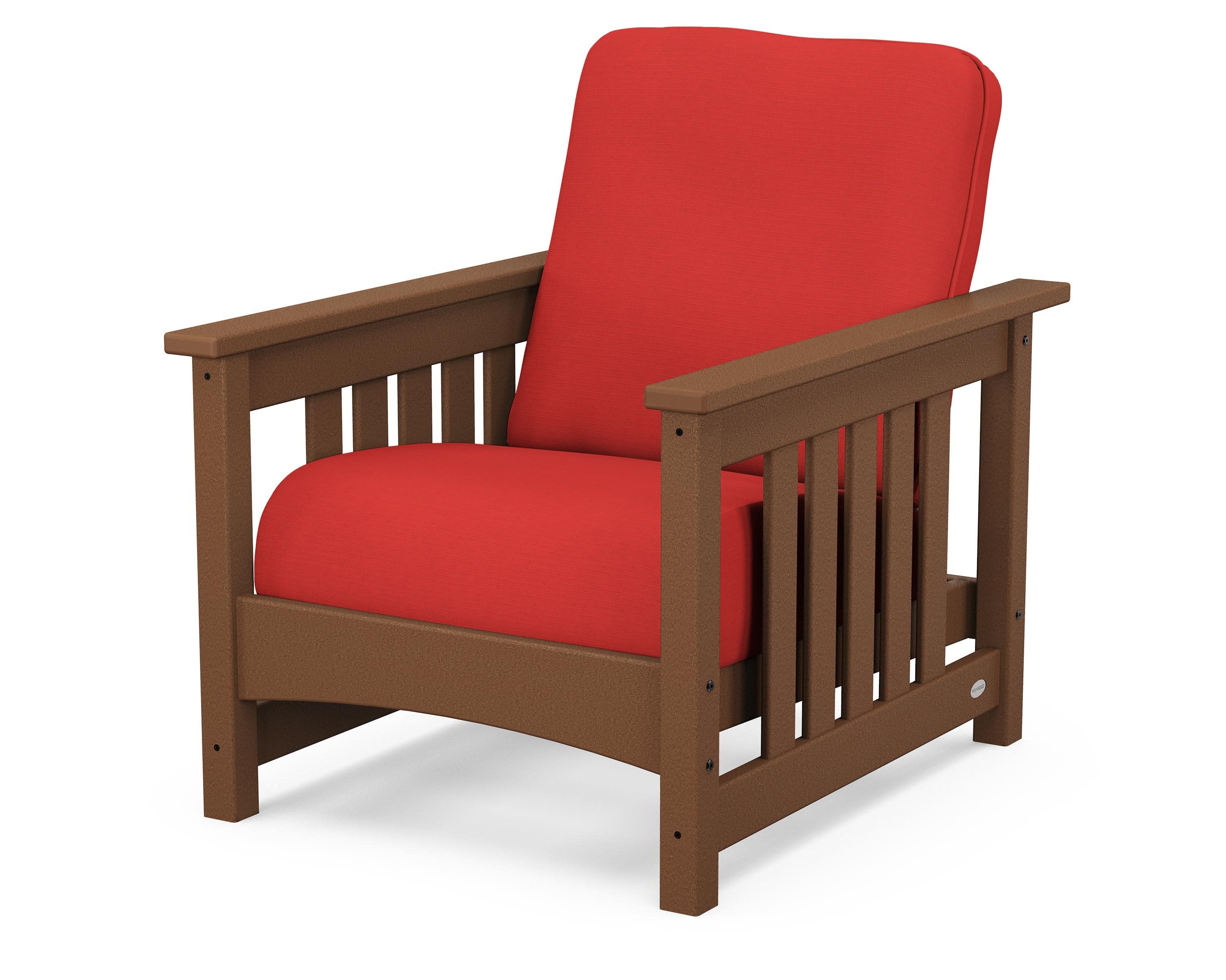 Club Mission Chair in Teak / Crimson Linen