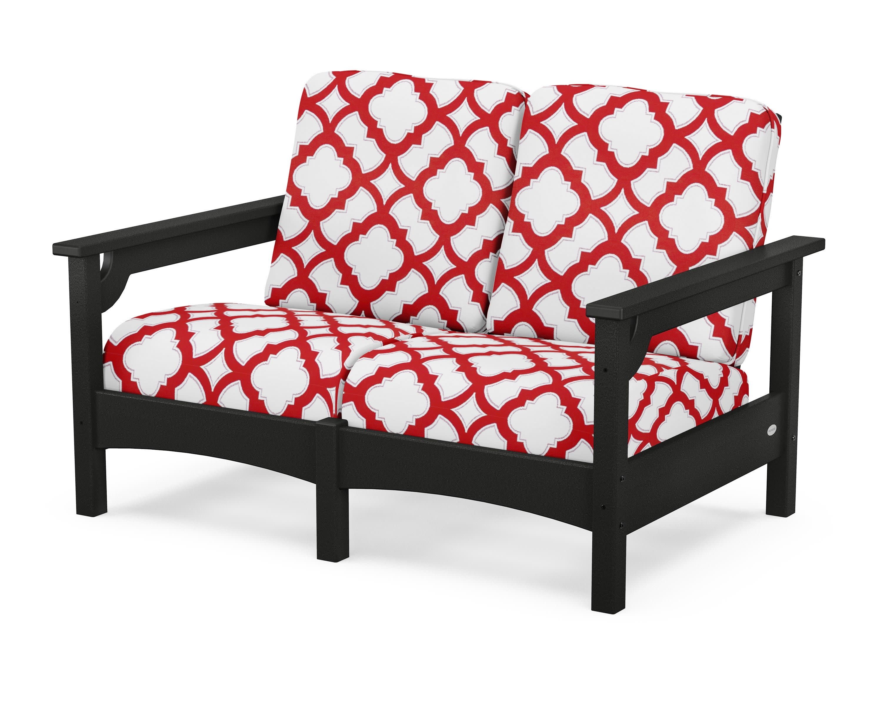 Club Loveseat in Black / Trellis Crimson