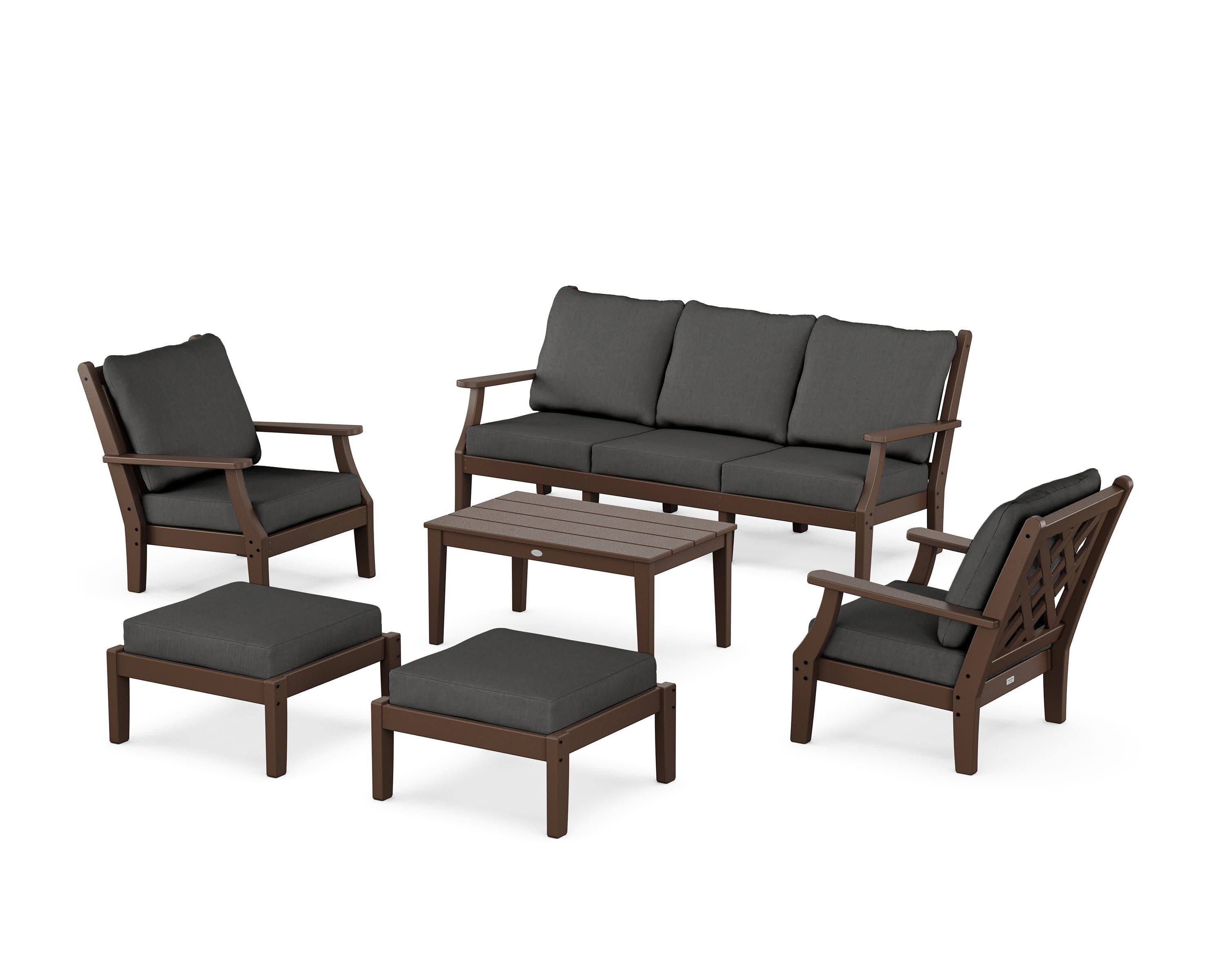 Wovendale 6-Piece Lounge Sofa Set in Mahogany / Spectrum Carbon