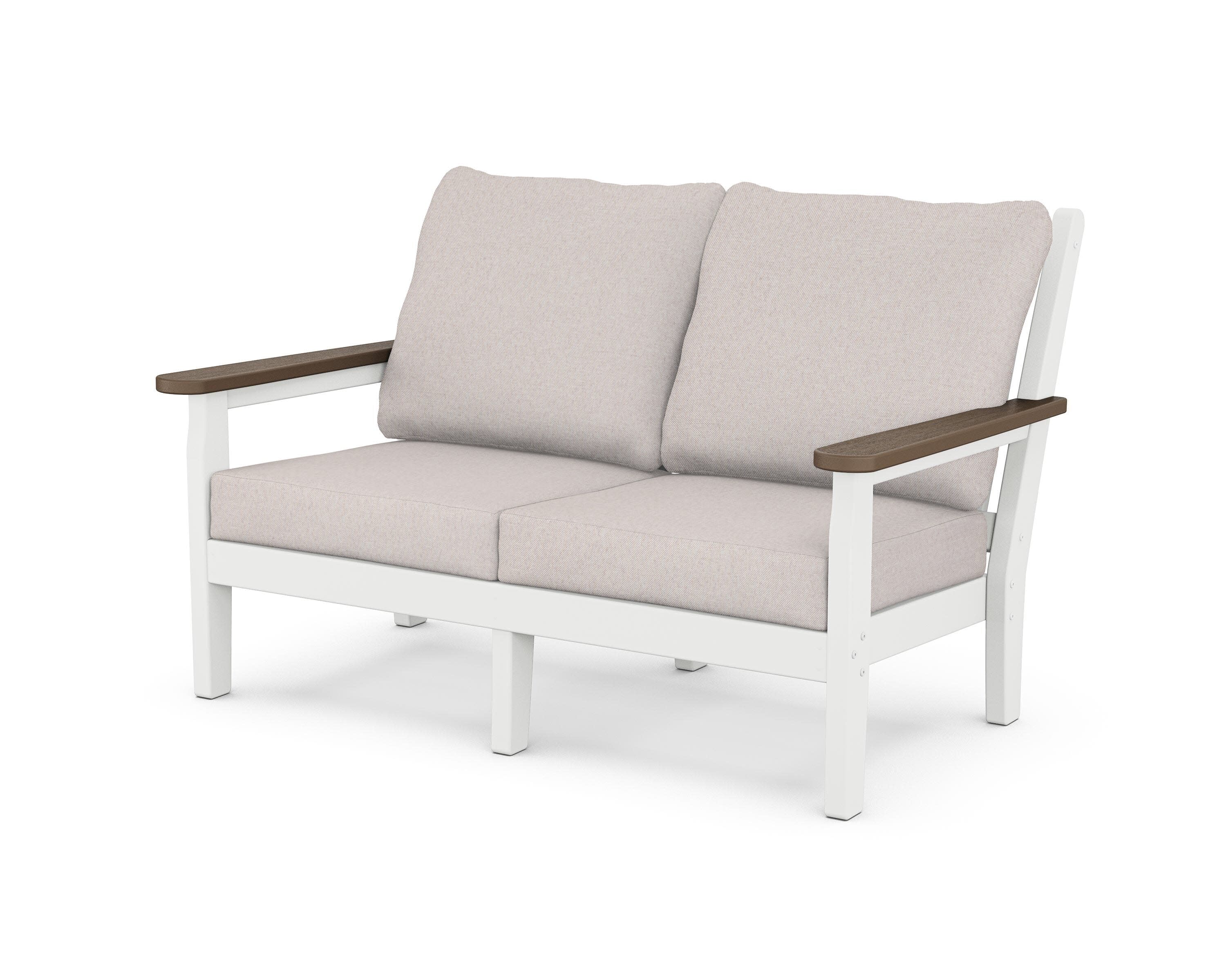 Chippendale Deep Seating Loveseat in White / Kona / Dune Burlap