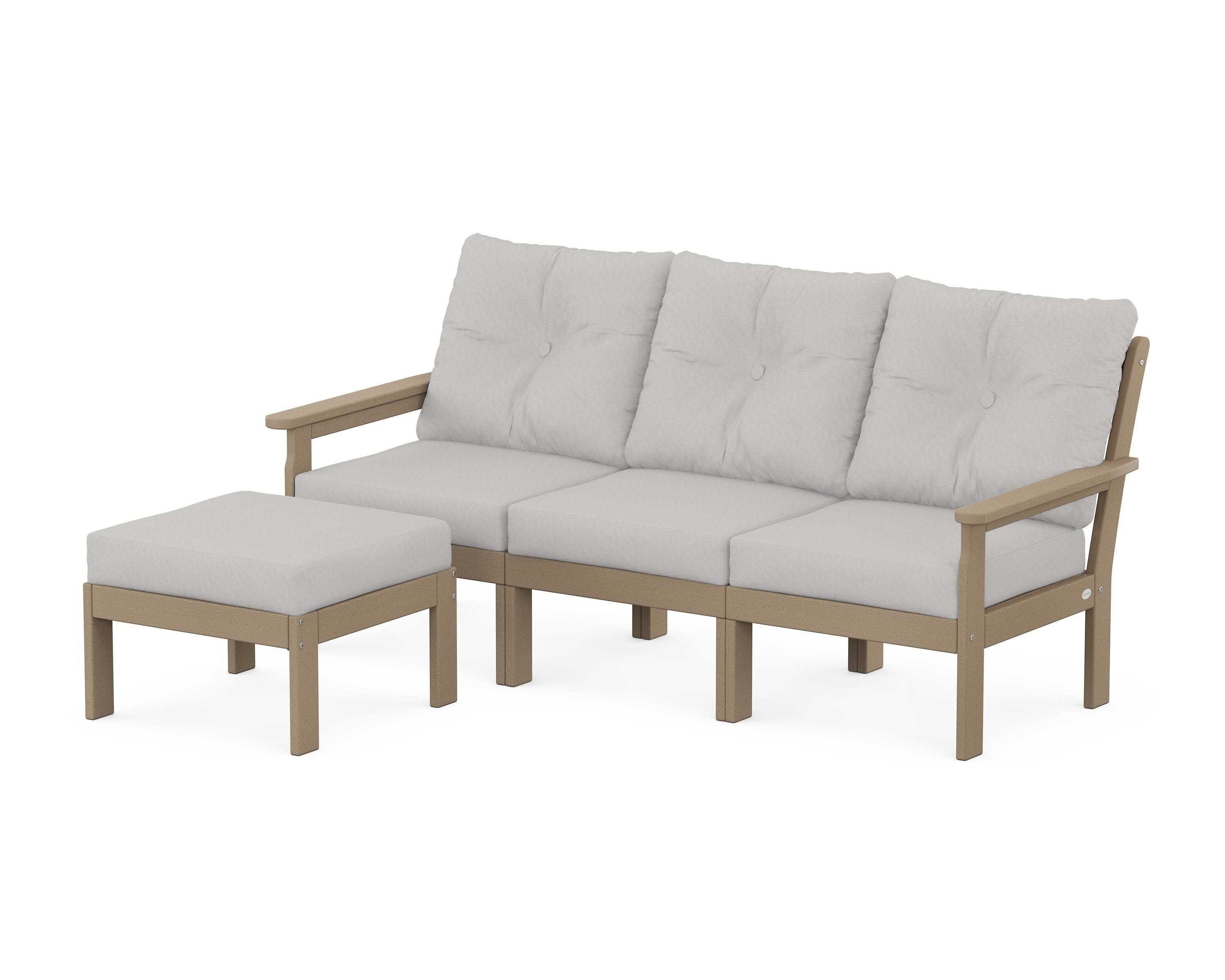 Vineyard 4-Piece Sectional with Ottoman in Vintage Sahara / Diamond in the Rough