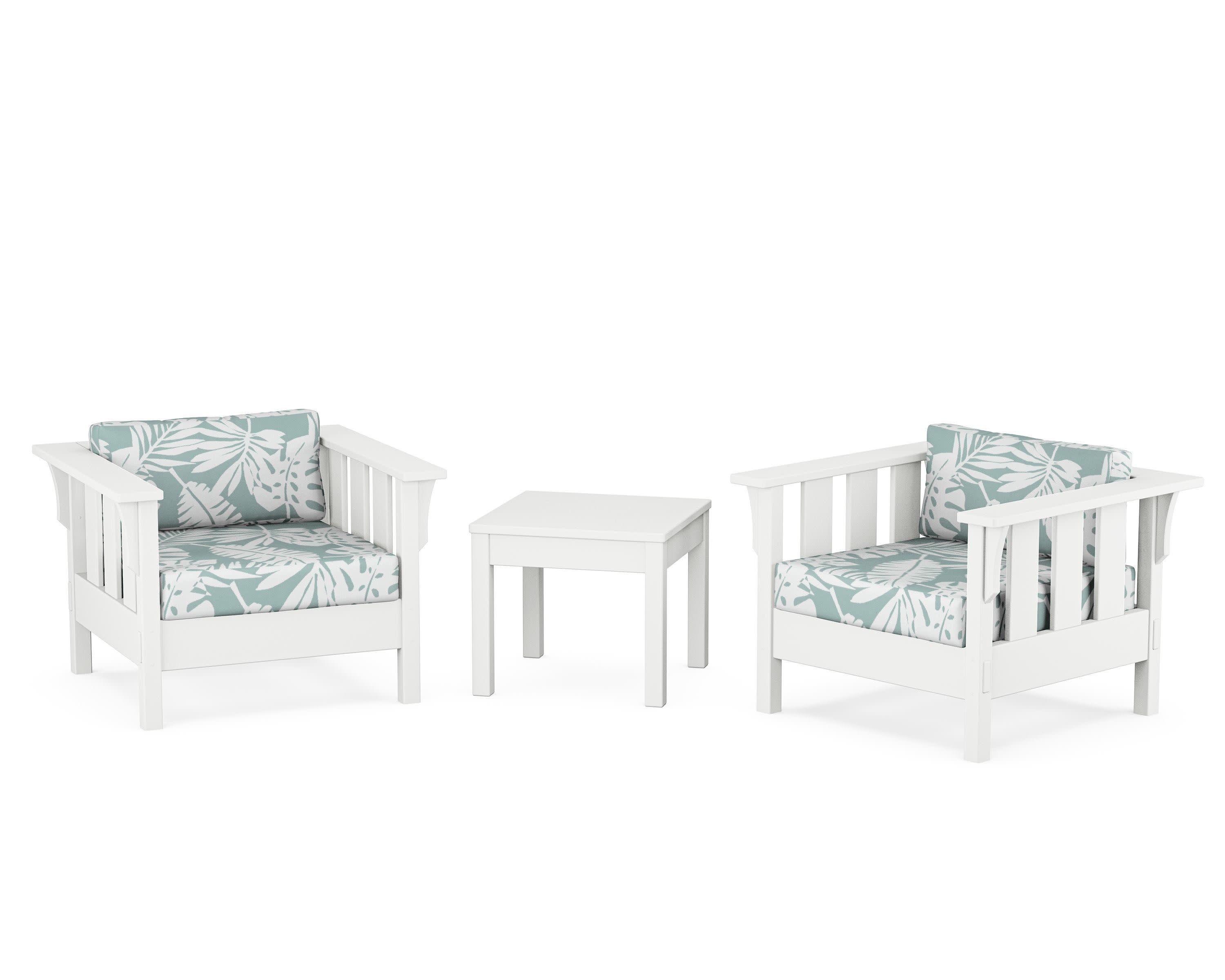 Acadia 3-Piece Deep Seating Set in White / Leaf Glacier Spa