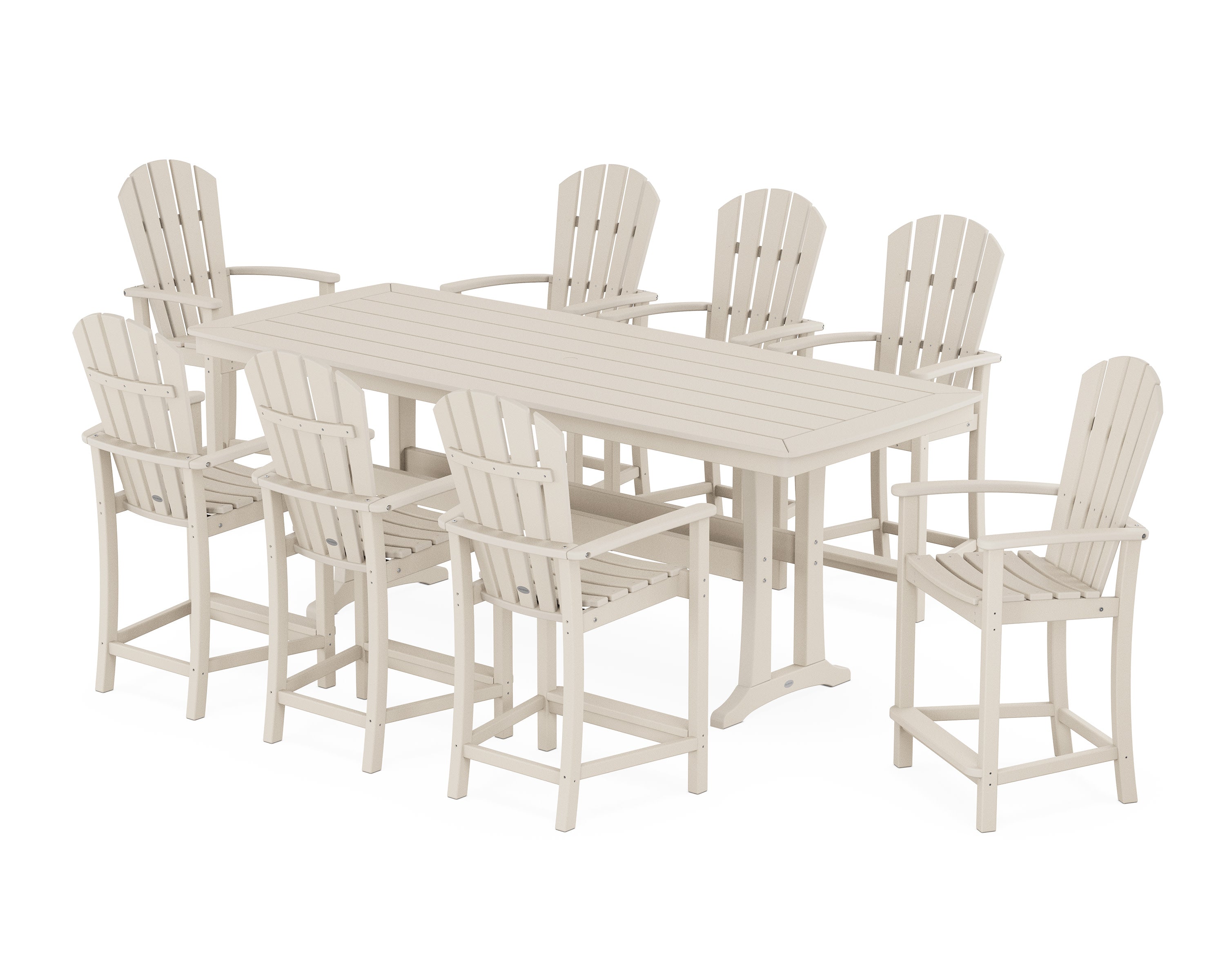 Palm Coast 9-Piece Counter Set with Trestle Legs in Sand
