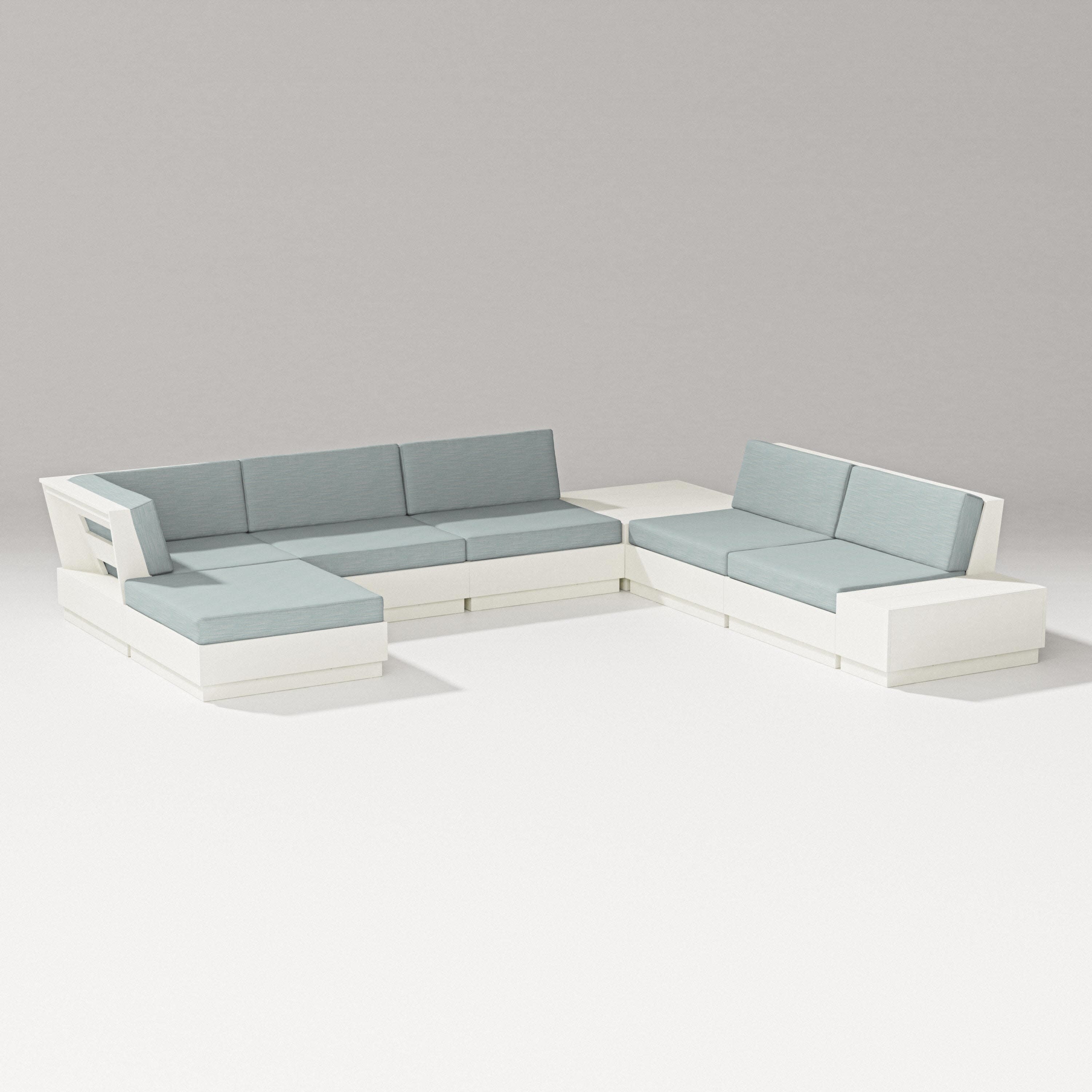 Elevate 8-Piece Corner Sectional in Vintage White / Soothe Mist