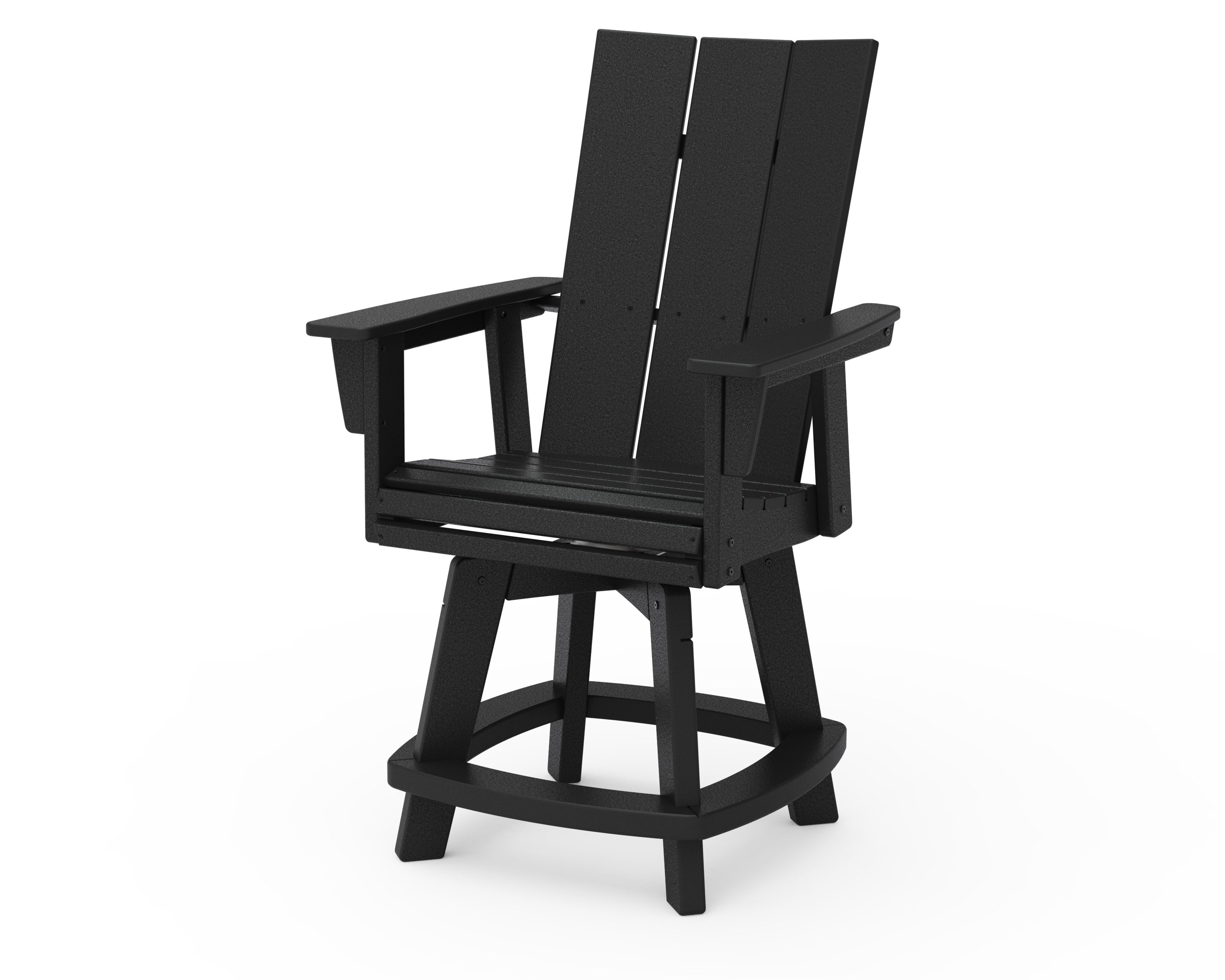 Modern Curveback Adirondack Swivel Counter Chair in Black