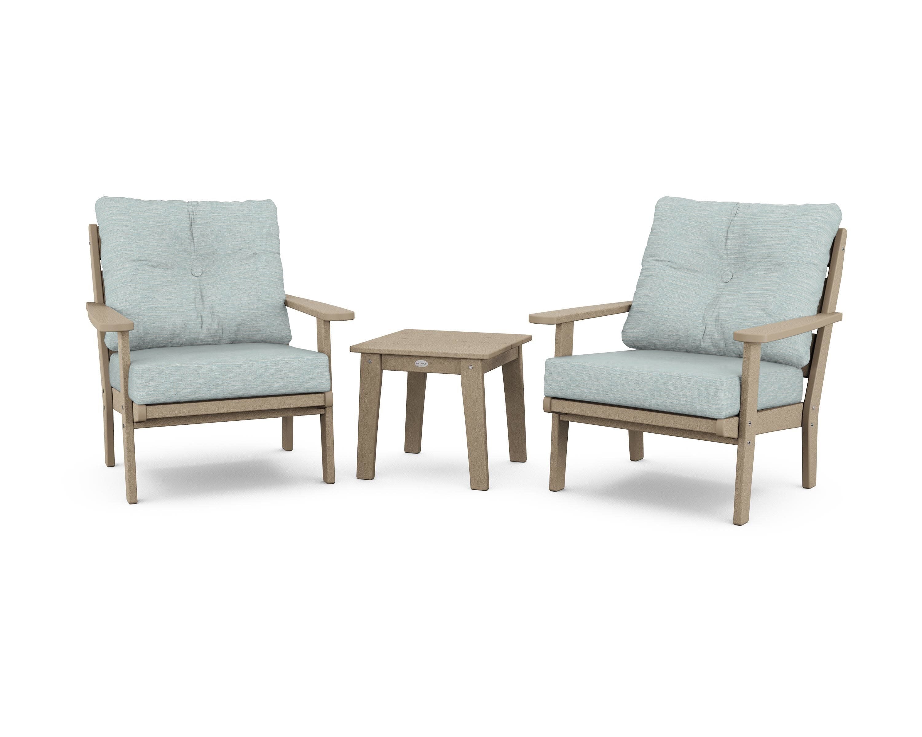 Lakeside 3-Piece Deep Seating Chair Set in Vintage Sahara / Soothe Mist