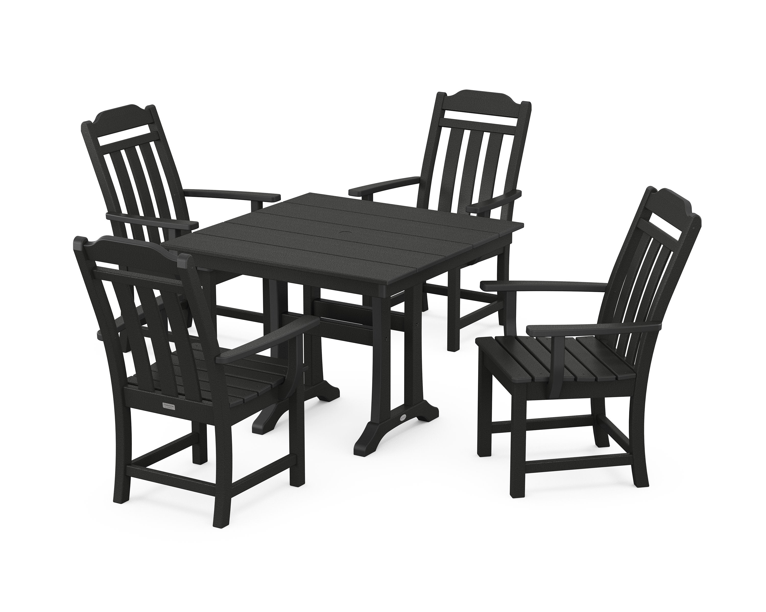 Cottage 5-Piece Farmhouse Dining Set with Trestle Legs in Black