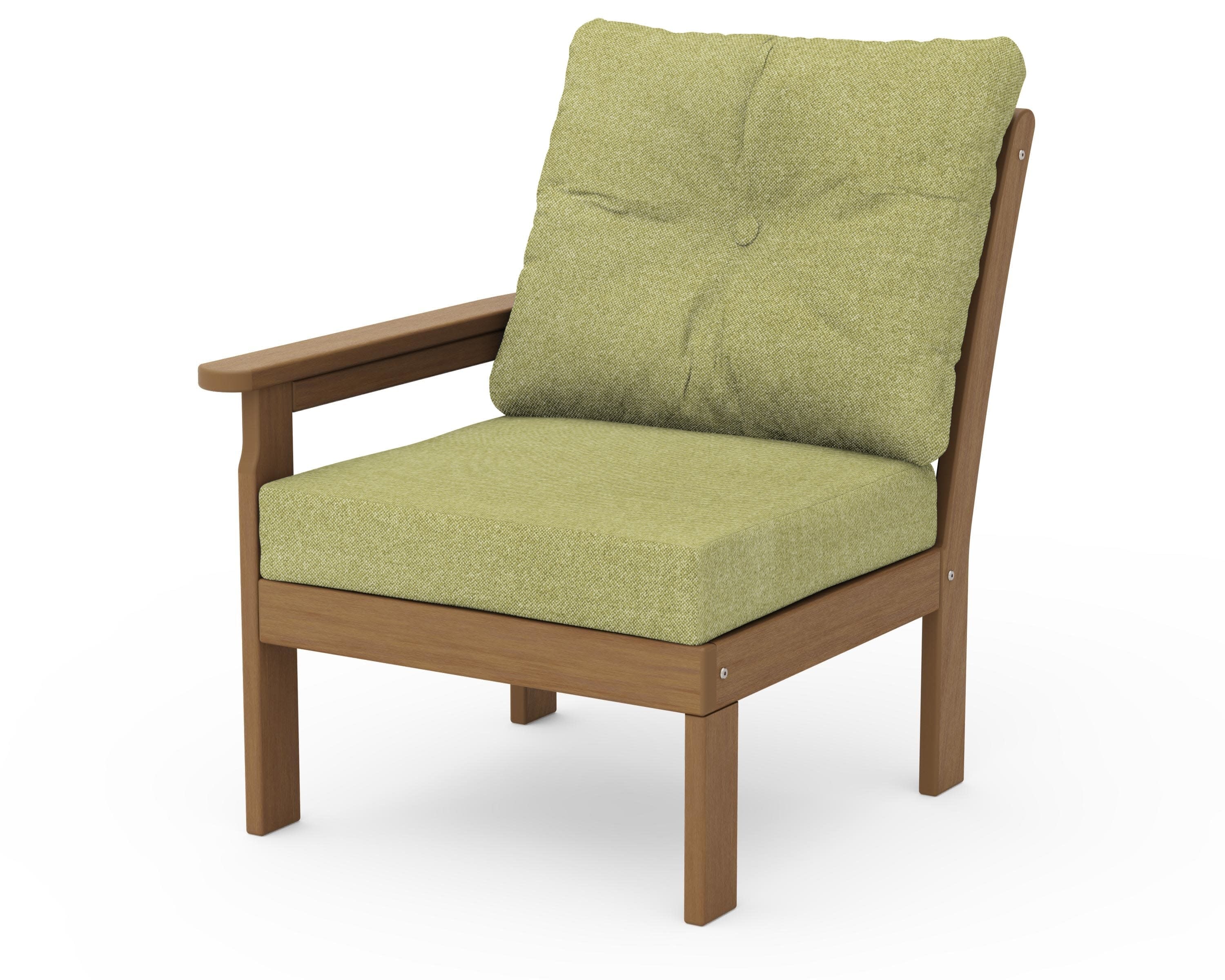 Vineyard Modular Left Arm Chair in Natural / Chartreuse Boucle