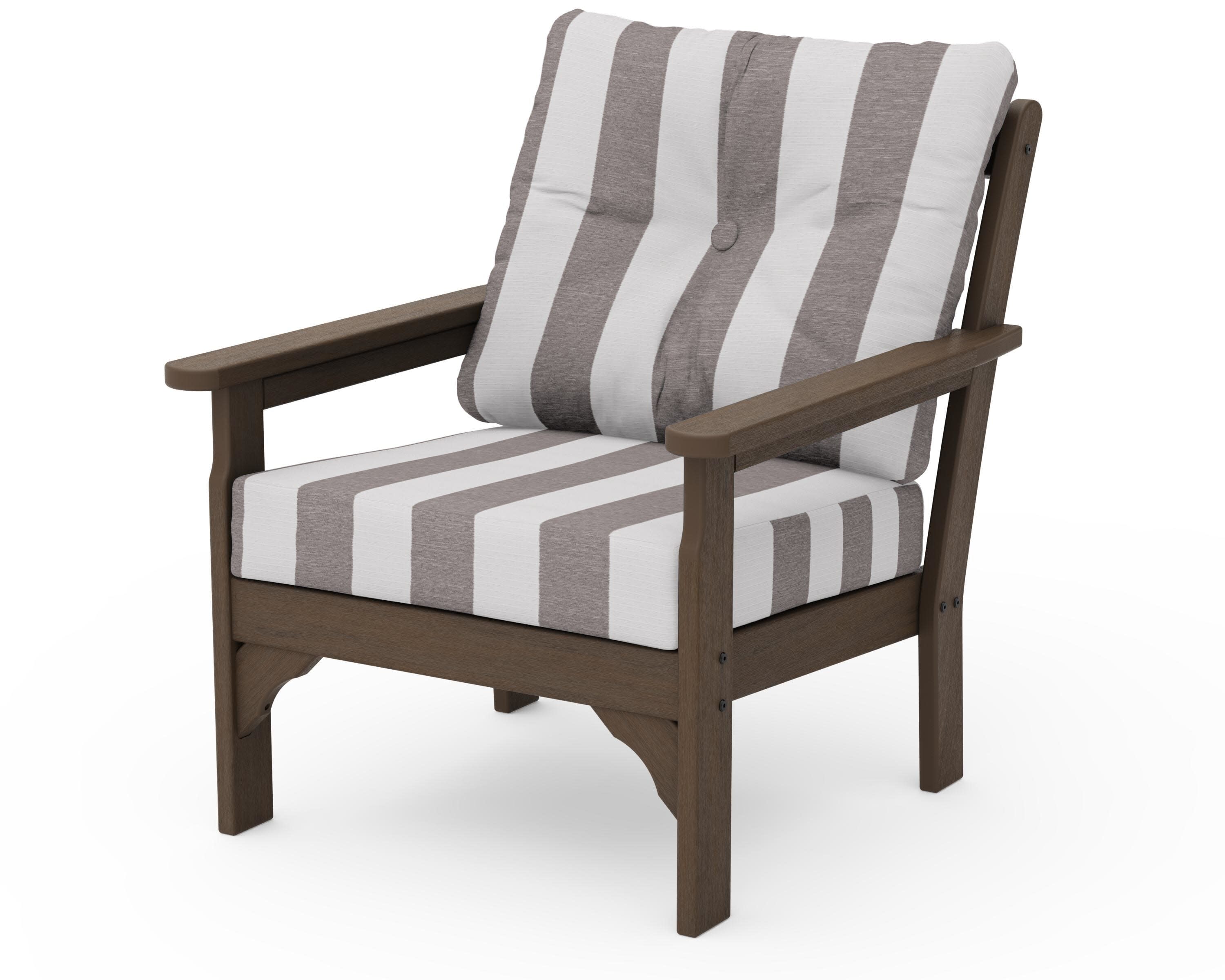 Vineyard Deep Seating Chair in Kona / Cabana Stripe Grey Mist