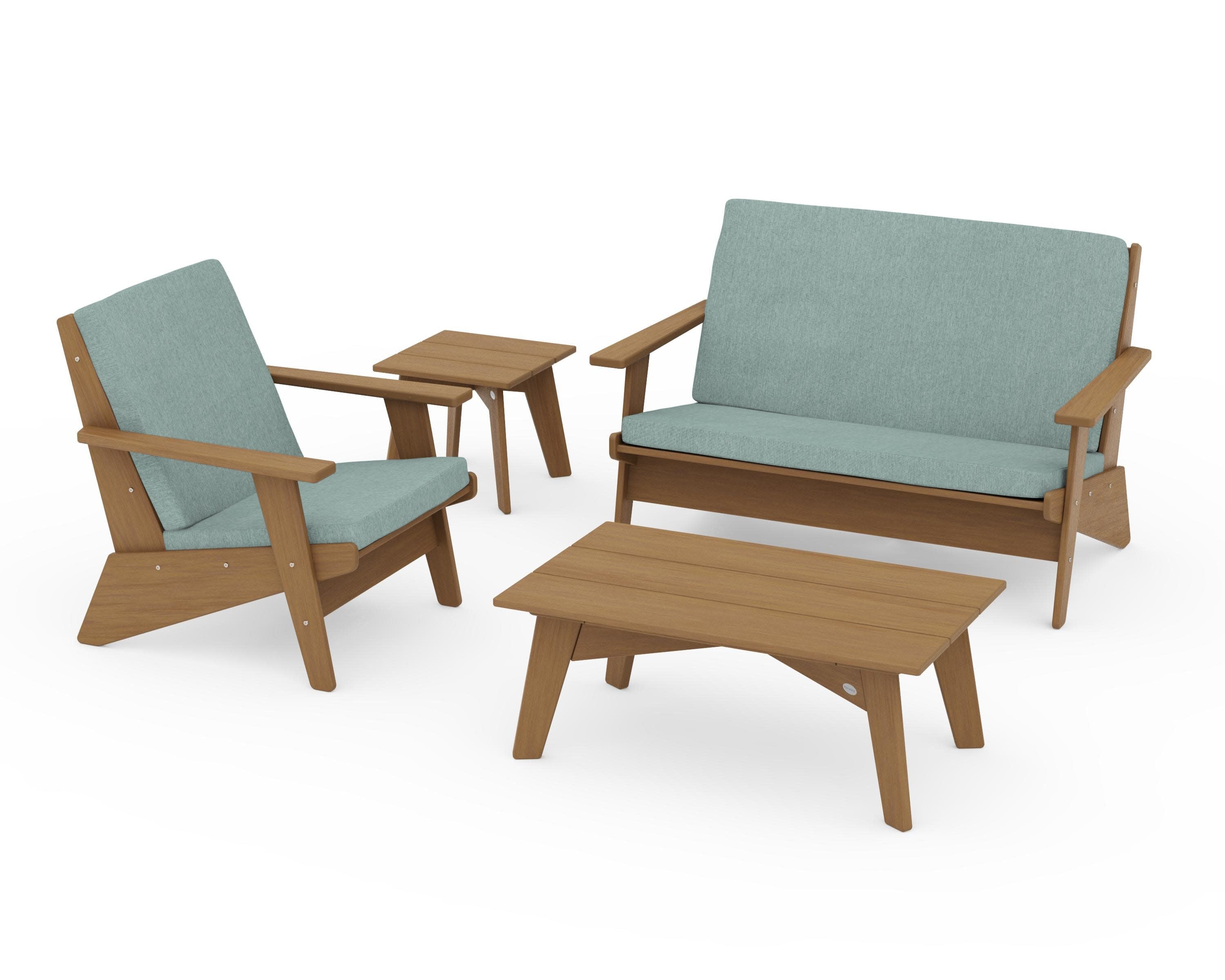 Riviera Modern Lounge 4-Piece Set in Natural / Glacier Spa