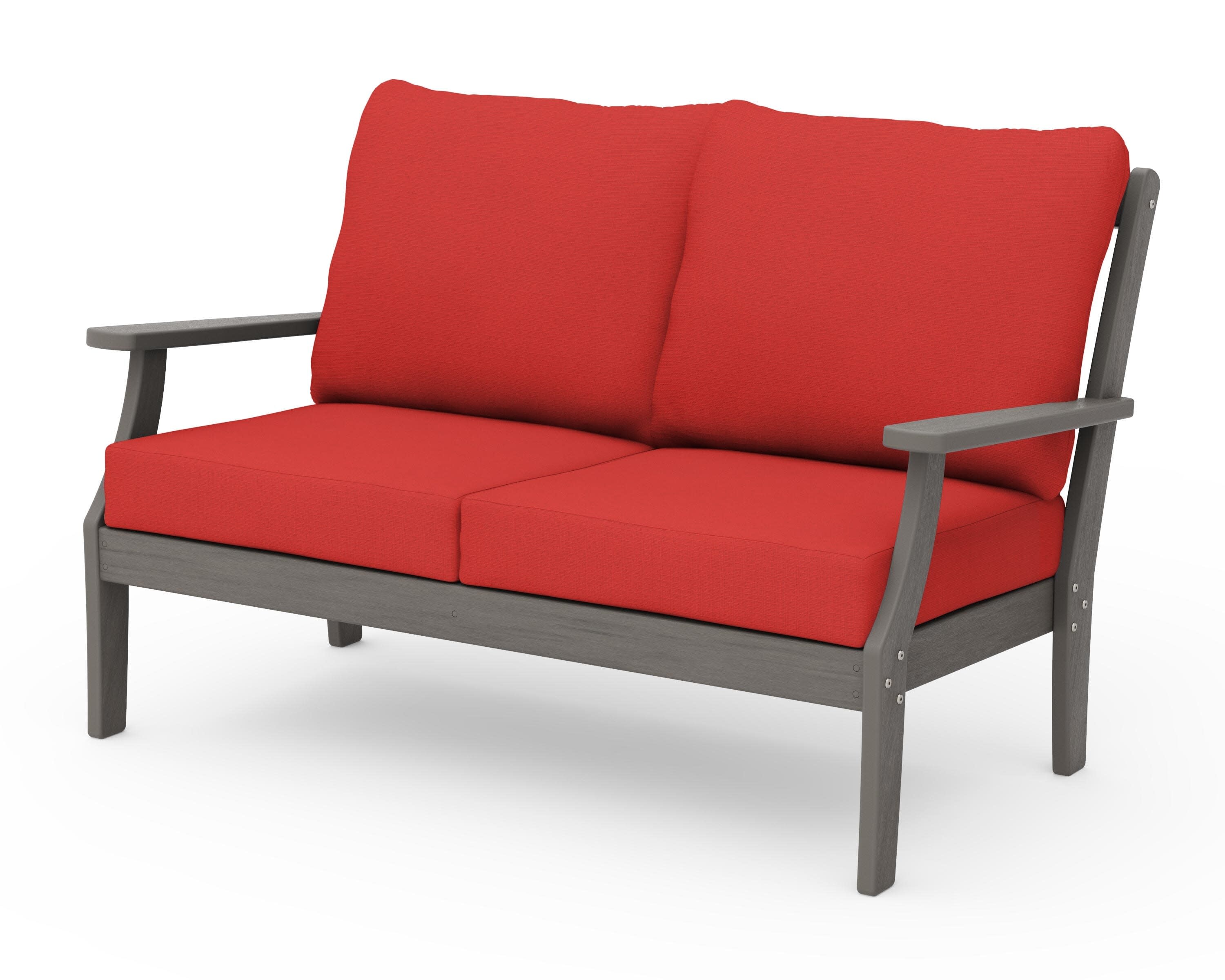 Braxton Deep Seating Loveseat in Driftwood / Crimson Linen