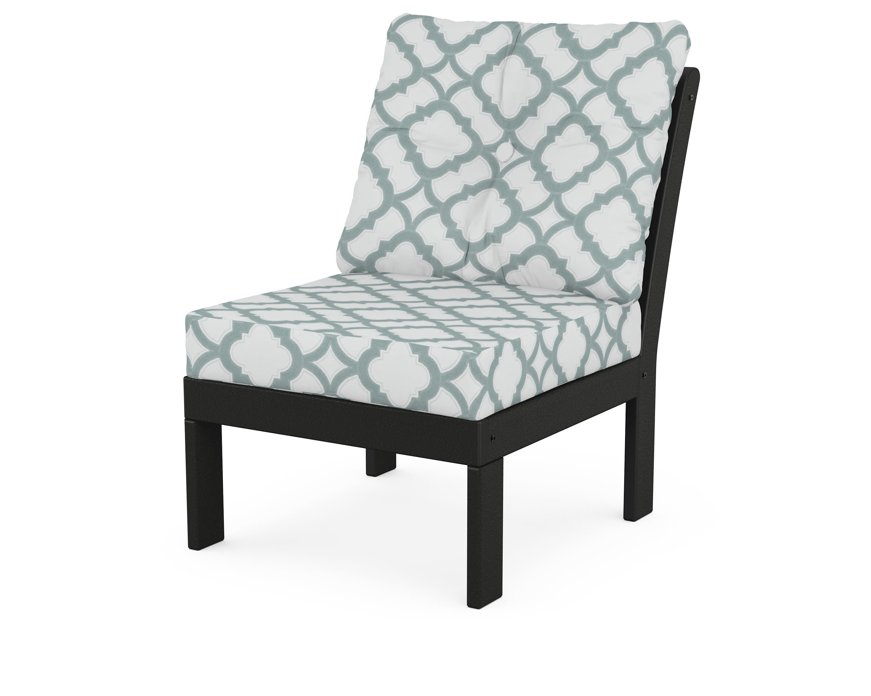 Vineyard Modular Armless Chair in Black / Trellis Glacier Spa