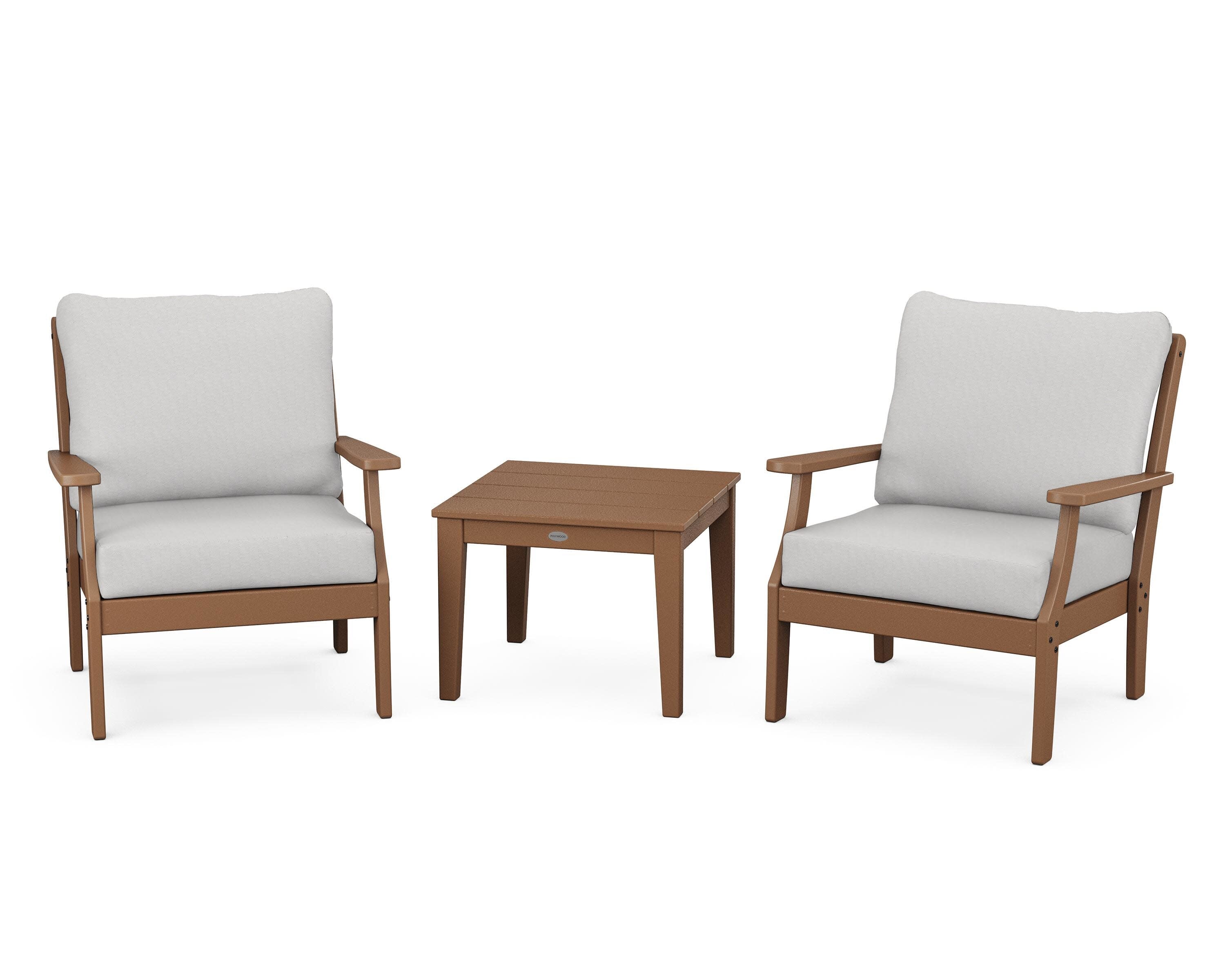 Braxton 3-Piece Deep Seating Set in Teak / Diamond in the Rough