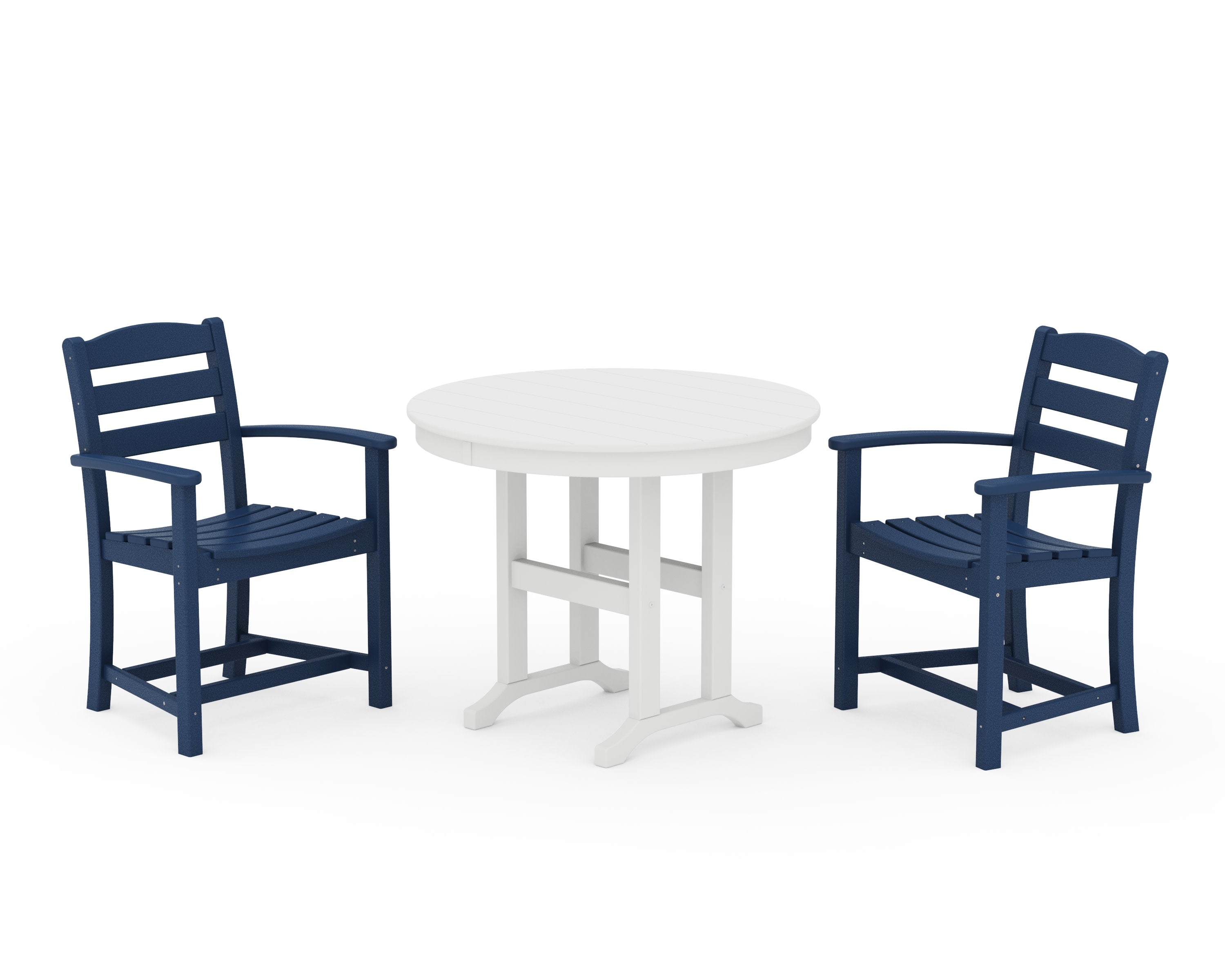 La Casa Caf 3-Piece Round Dining Set in Navy / White
