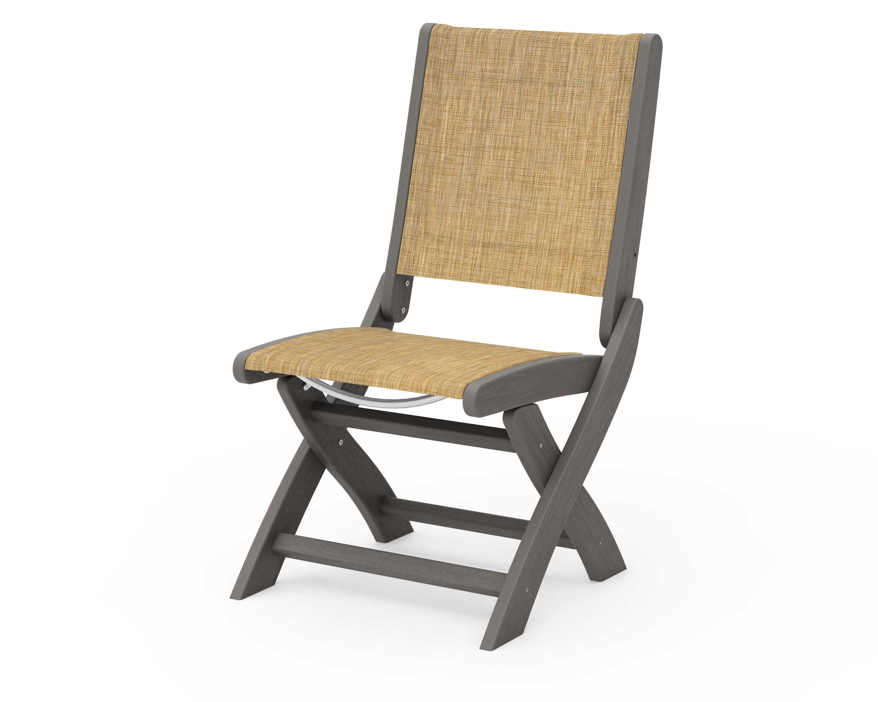 Coastal Folding Side Chair in Driftwood / Burlap Sling
