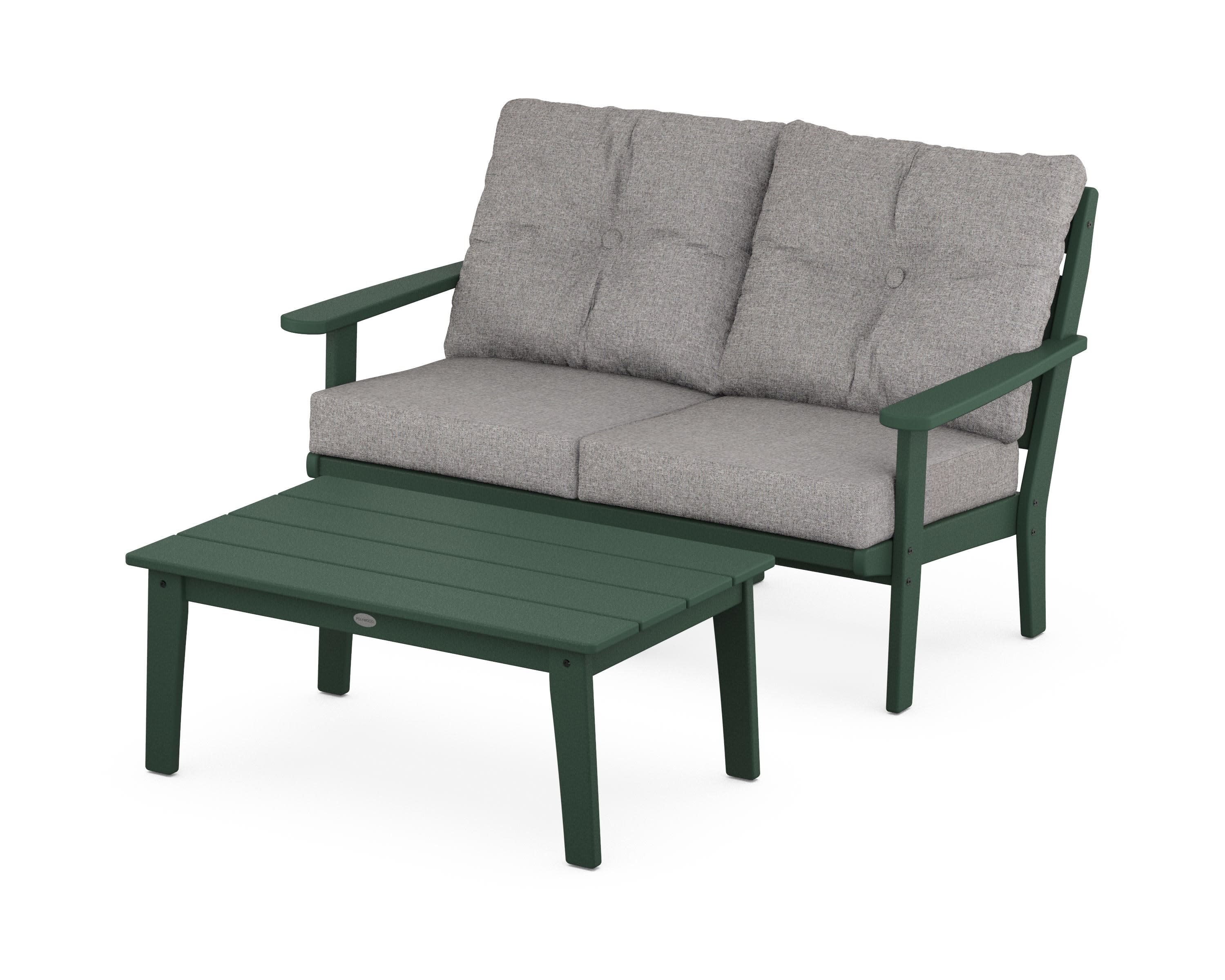 Lakeside 2-Piece Lounge Loveseat Set in Green / Grey Mist