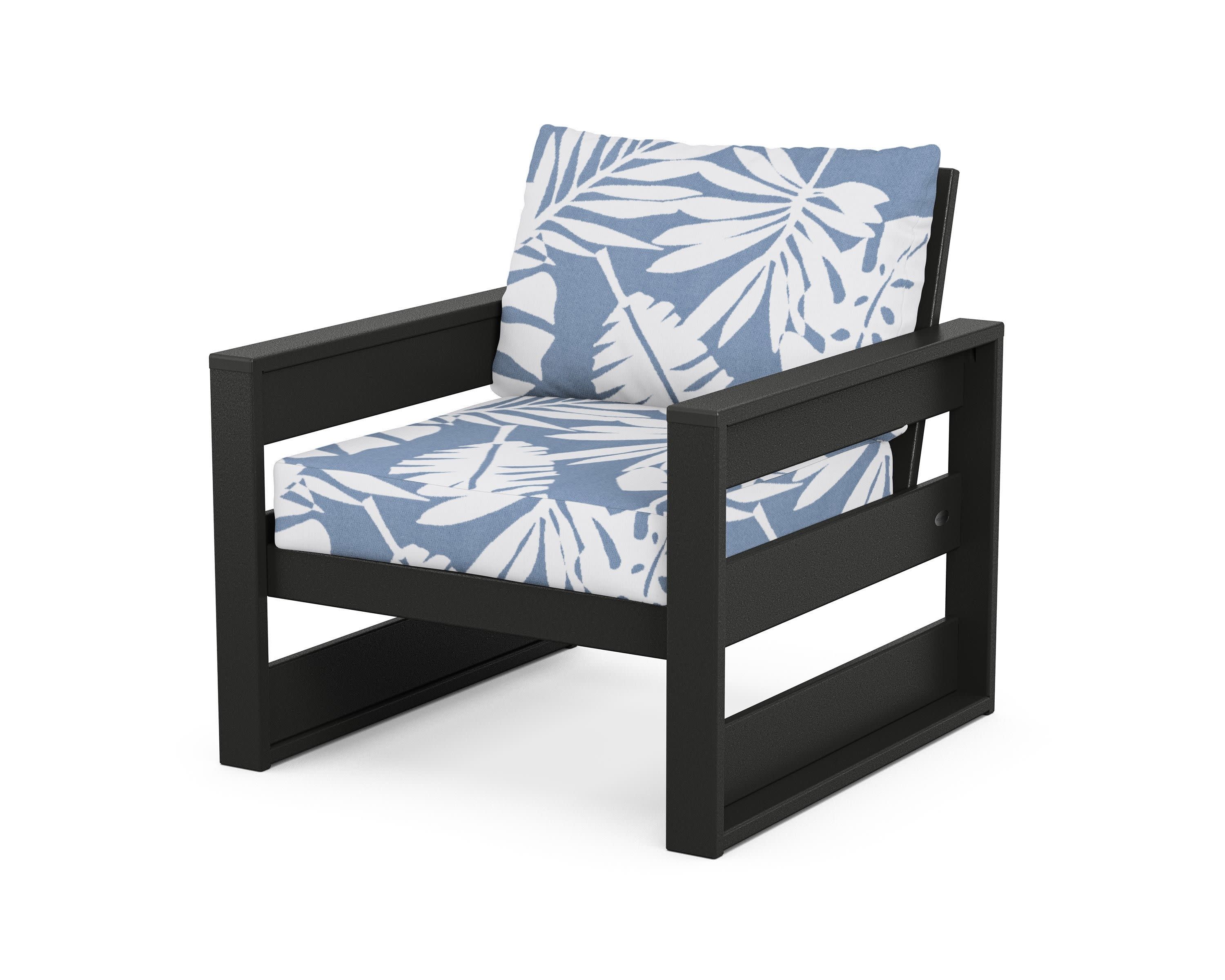 Westport Club Chair in Black / Leaf Sky Blue