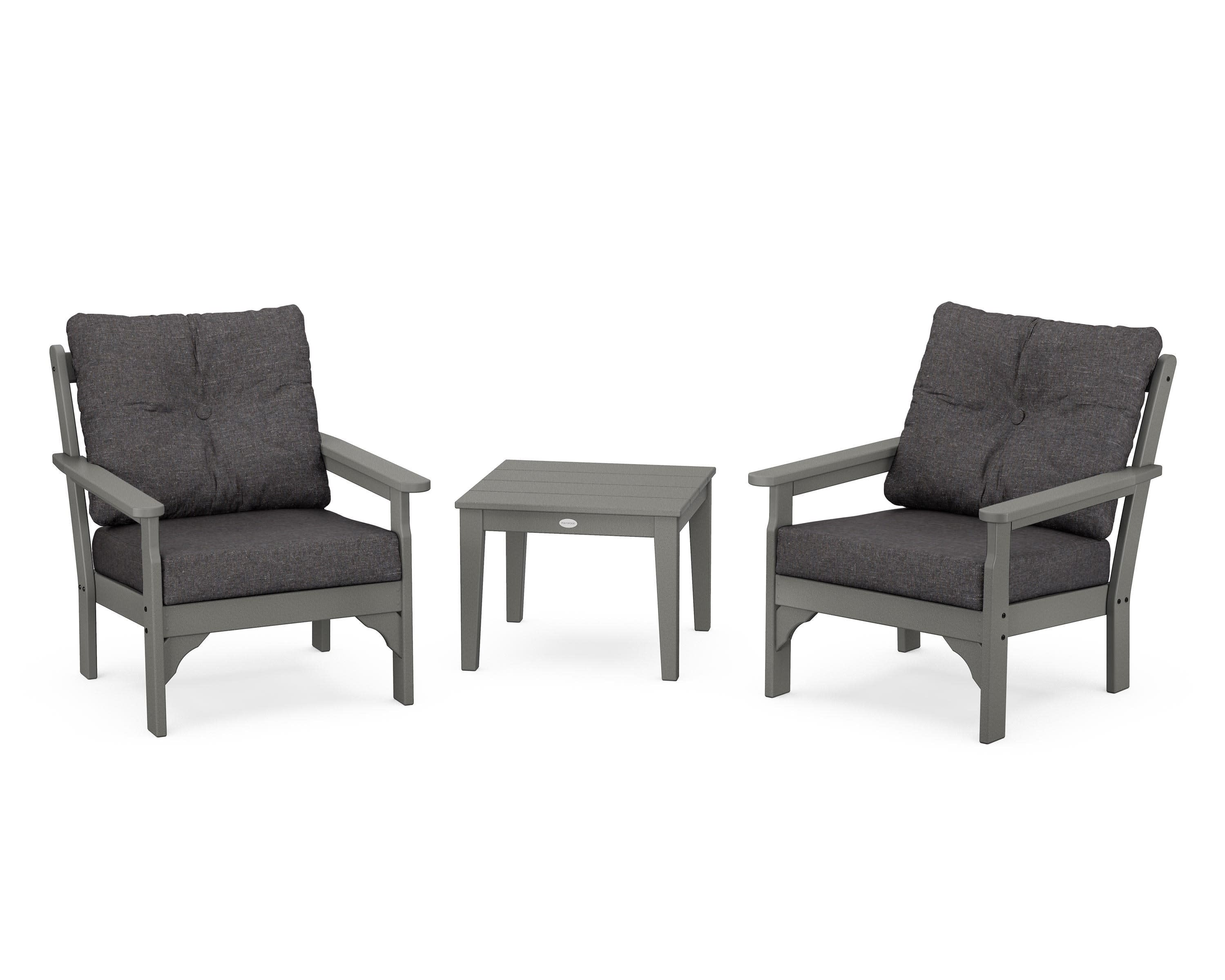 Vineyard 3-Piece Deep Seating Set in Slate Grey / Ash Charcoal