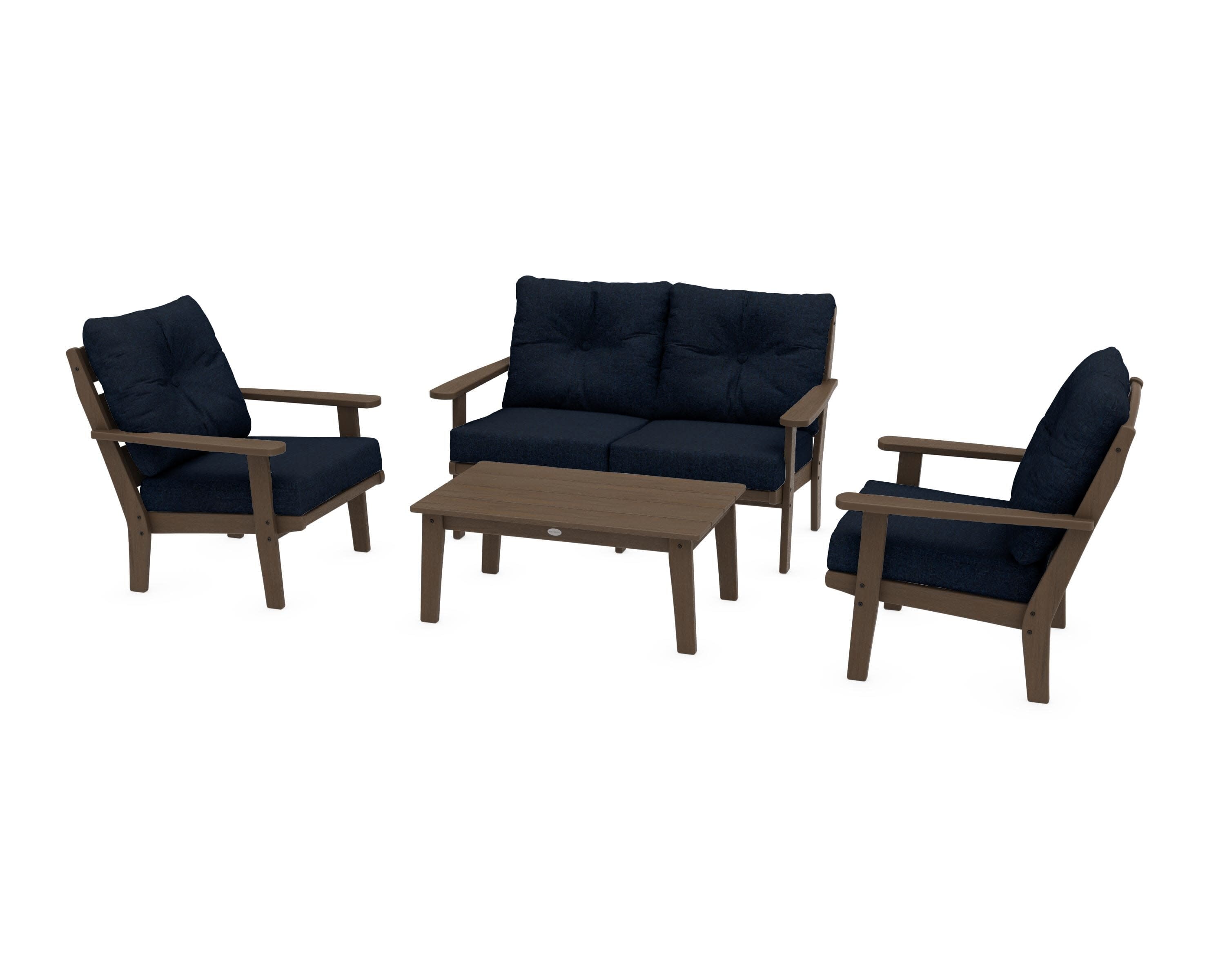 Lakeside 4-Piece Deep Seating Set in Kona / Marine Indigo