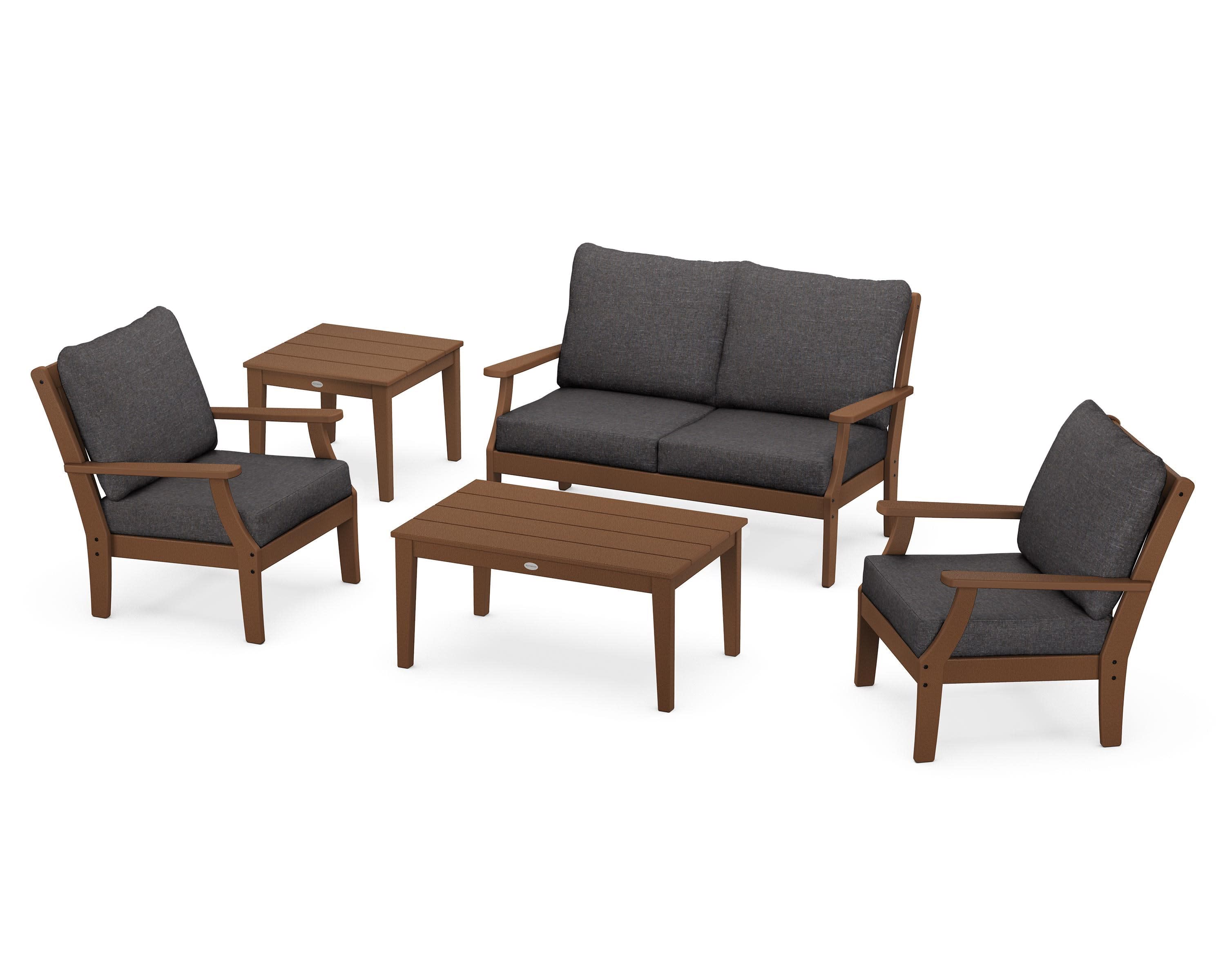 Braxton 5-Piece Deep Seating Set in Teak / Ash Charcoal