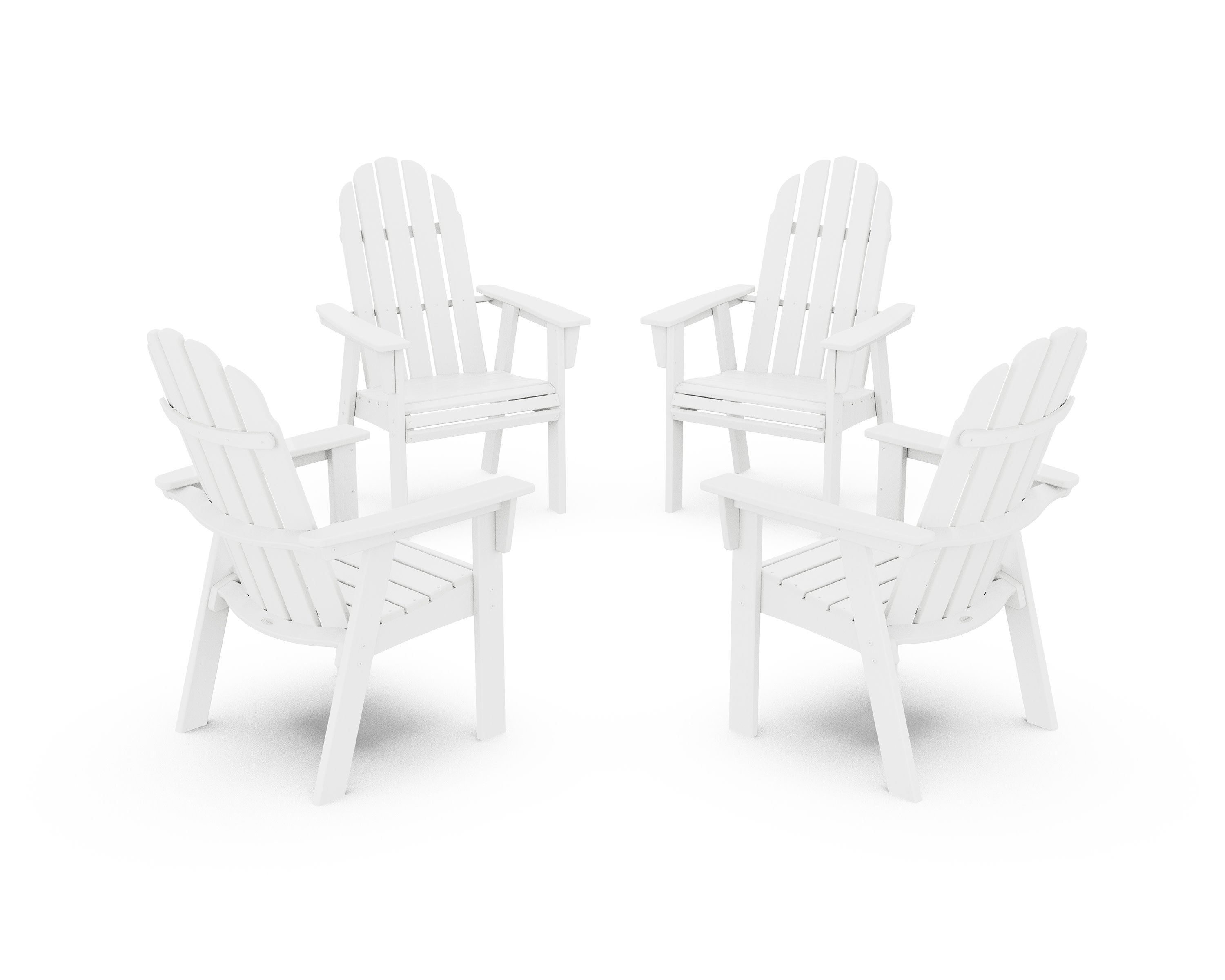 Vineyard 4-Piece Curveback Upright Adirondack Conversation Set in White