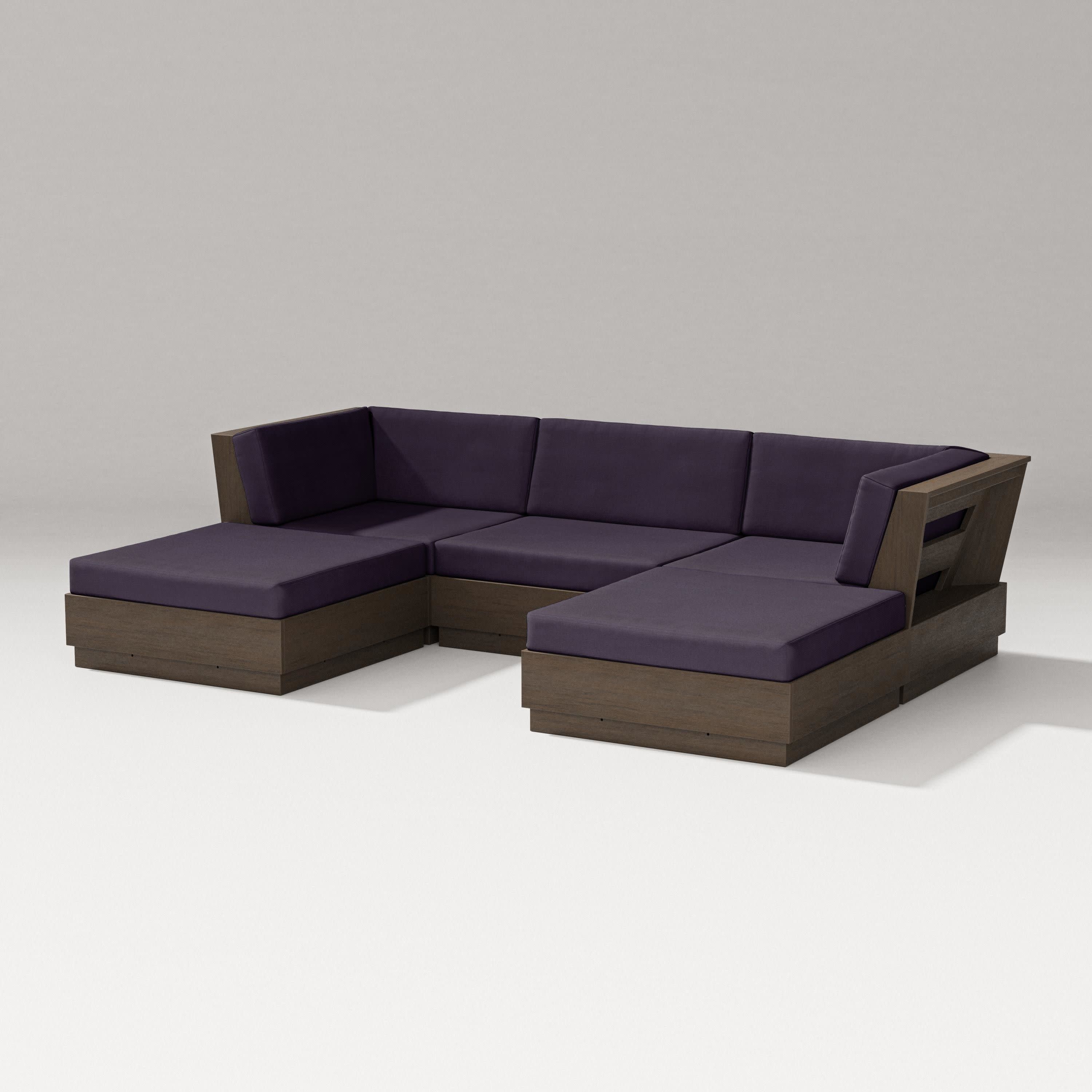 Elevate Double Chaise Sectional in Kona / Navy Linen