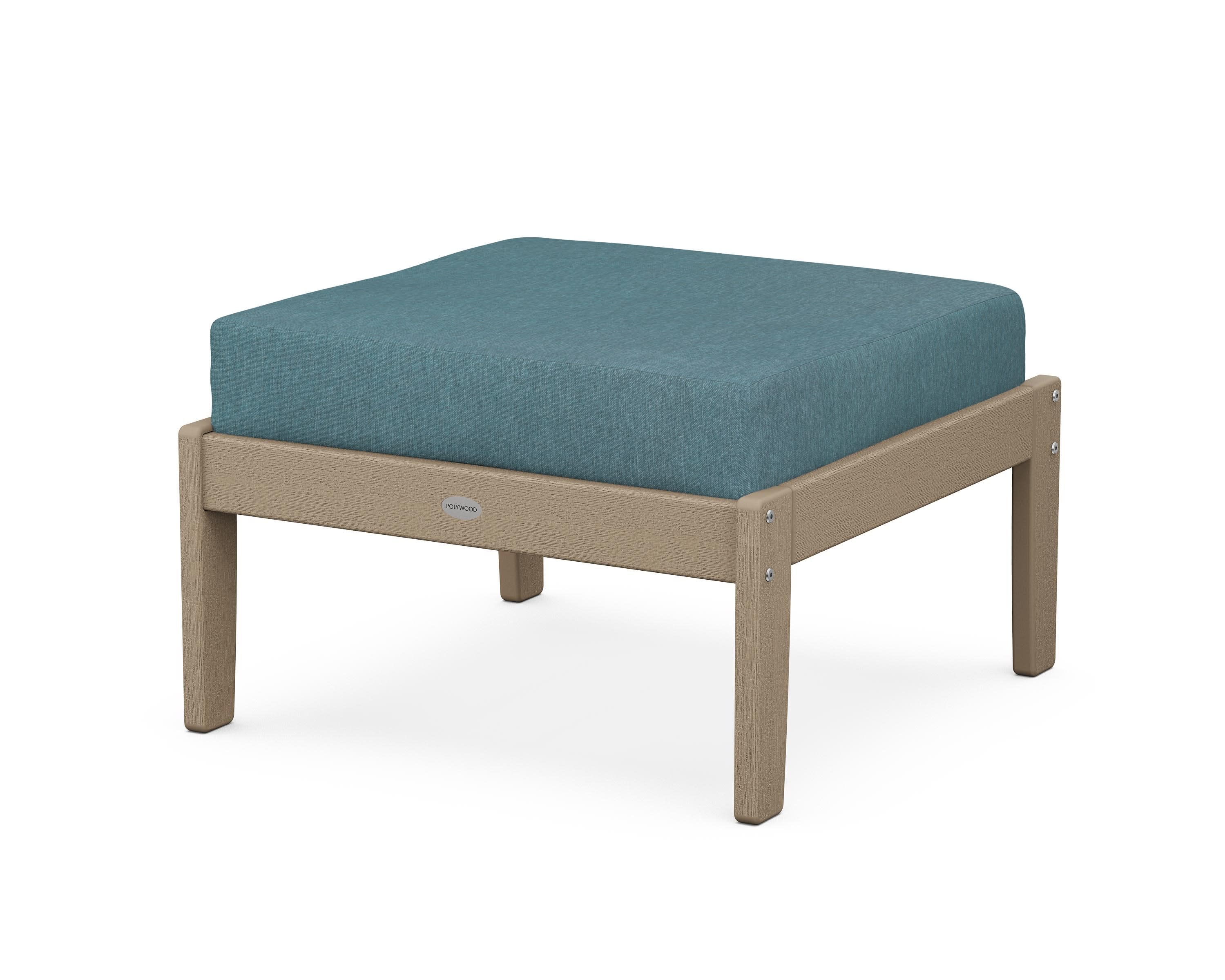 Braxton Deep Seating Ottoman in Vintage Sahara / Ocean Teal