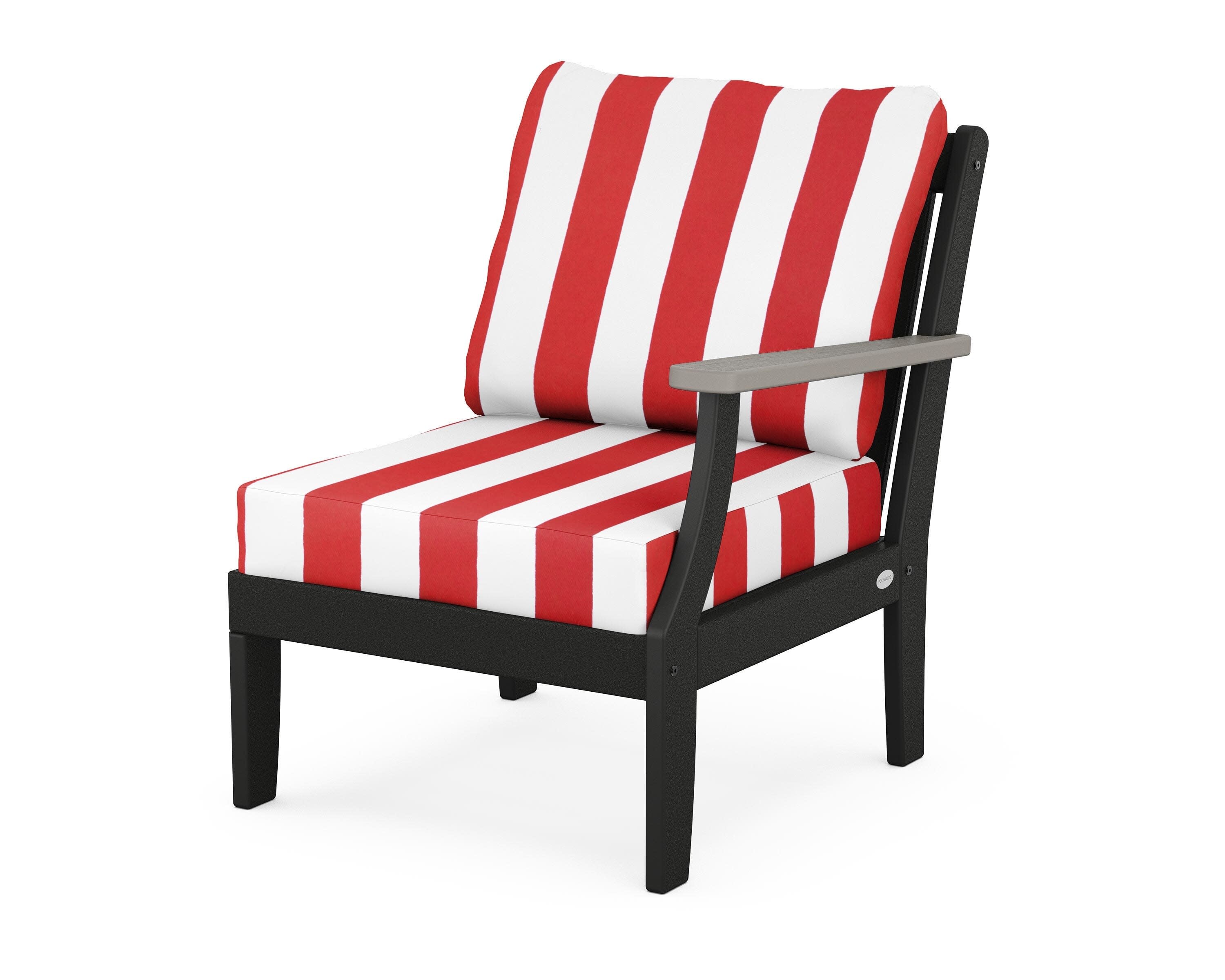 Braxton Modular Right Arm Chair in Black / Driftwood / Cabana Stripe Crimson