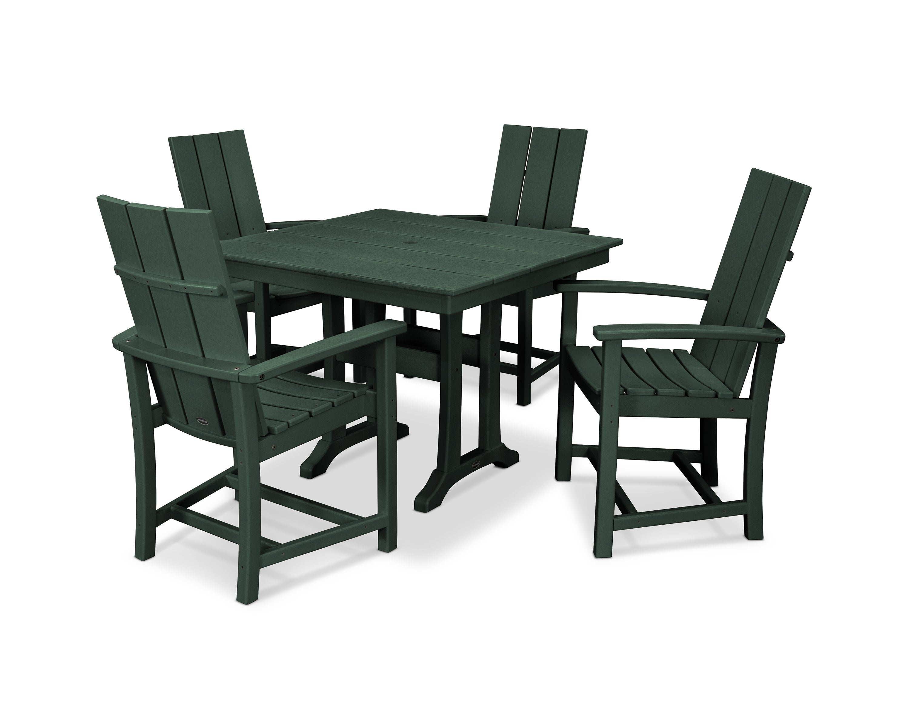 Modern Adirondack 5-Piece Farmhouse Trestle Dining Set in Green