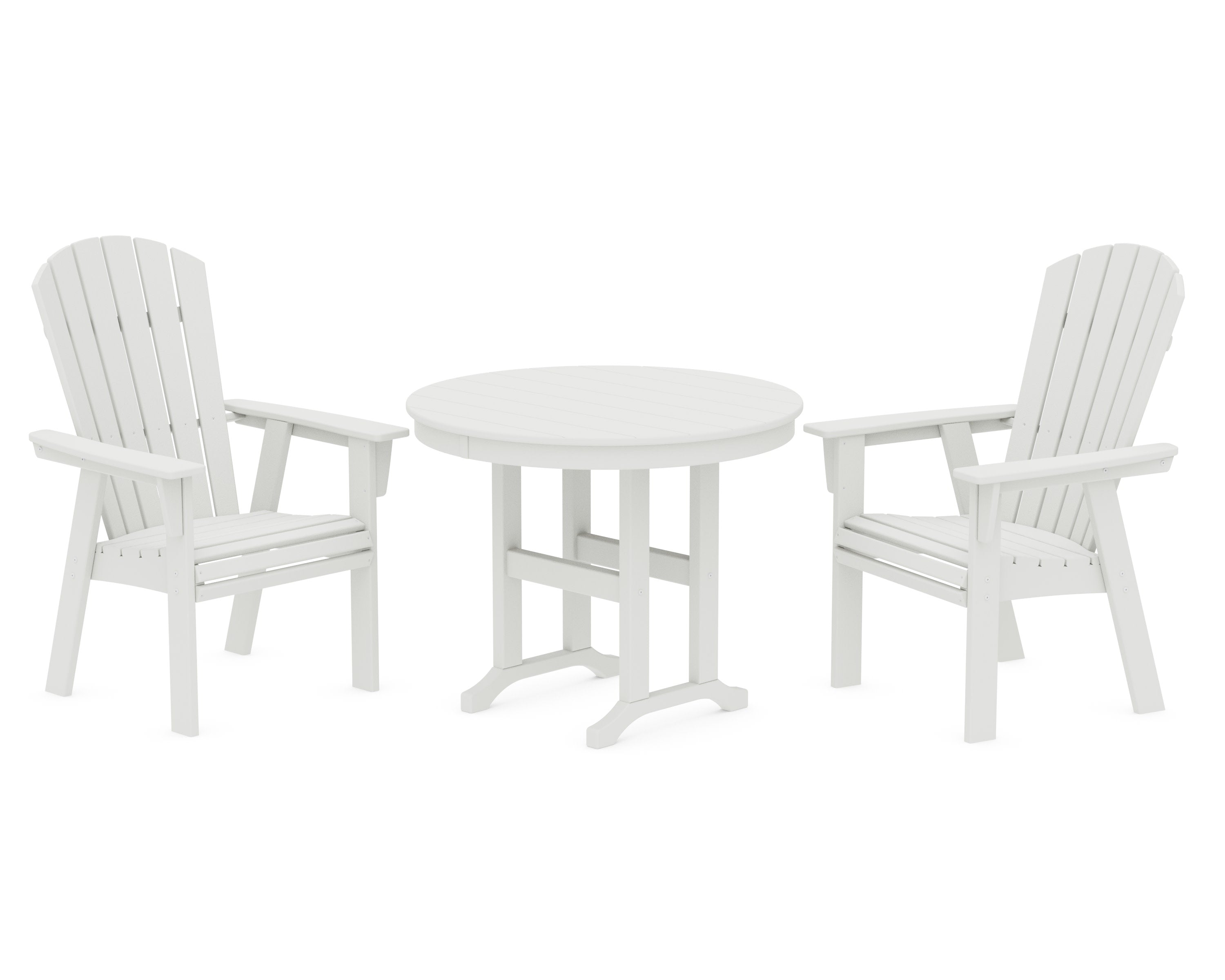 Nautical Adirondack 3-Piece Round Dining Set in Vintage White