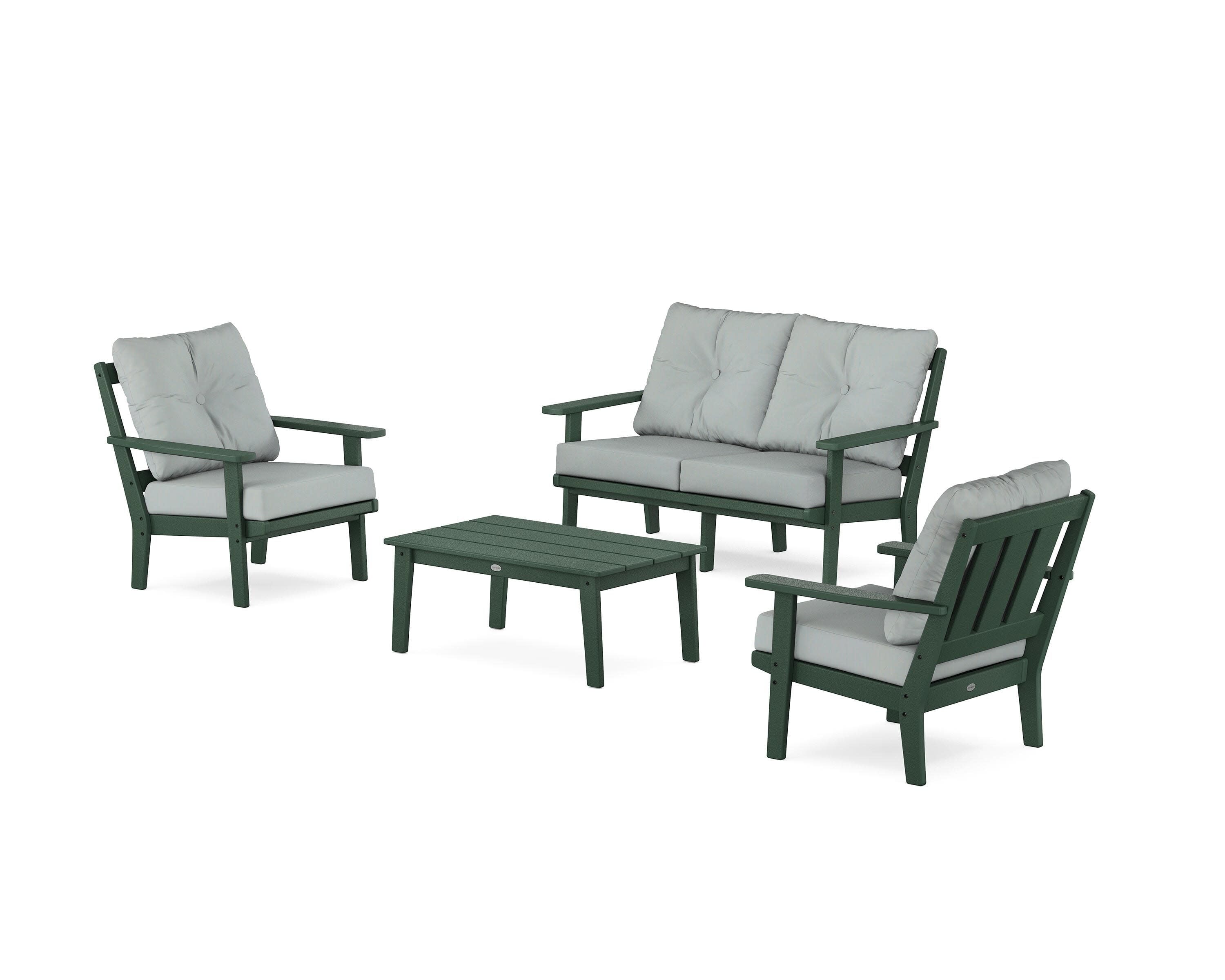 Oxford 4-Piece Deep Seating Set with Loveseat in Green / Spa
