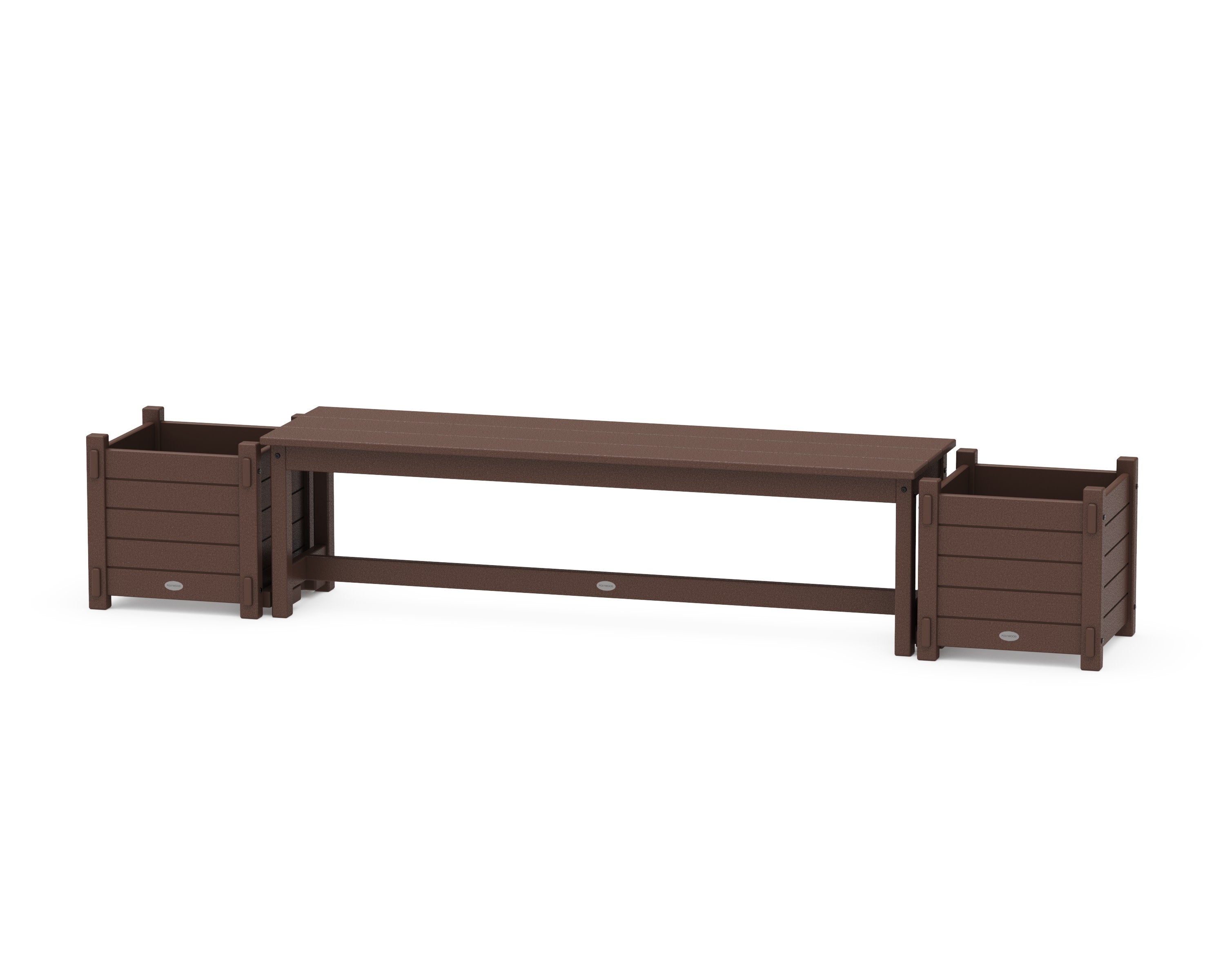 60" Nautical Straight Planter Bench Set in Mahogany