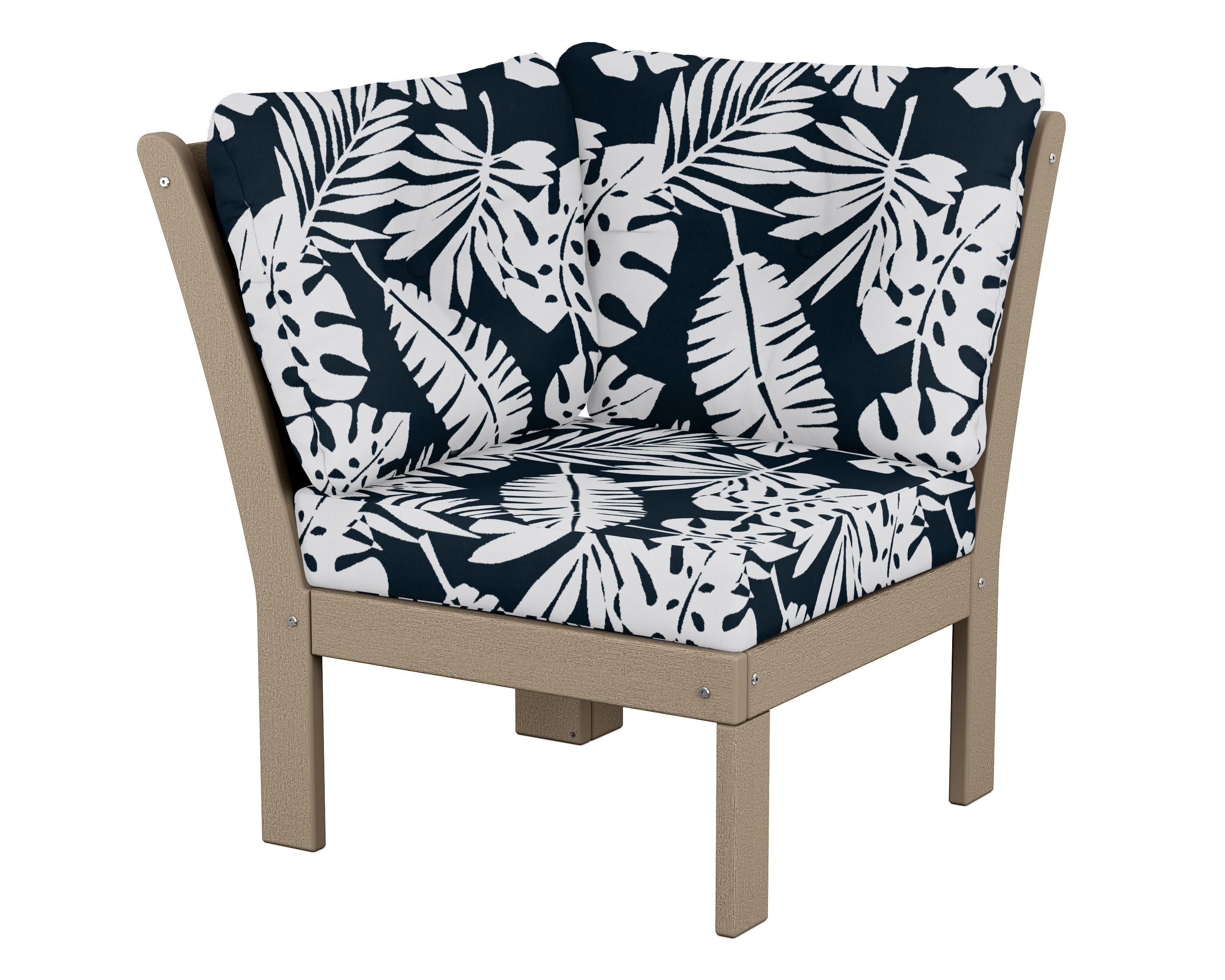 Vineyard Modular Corner Chair in Vintage Sahara / Leaf Marine Indigo