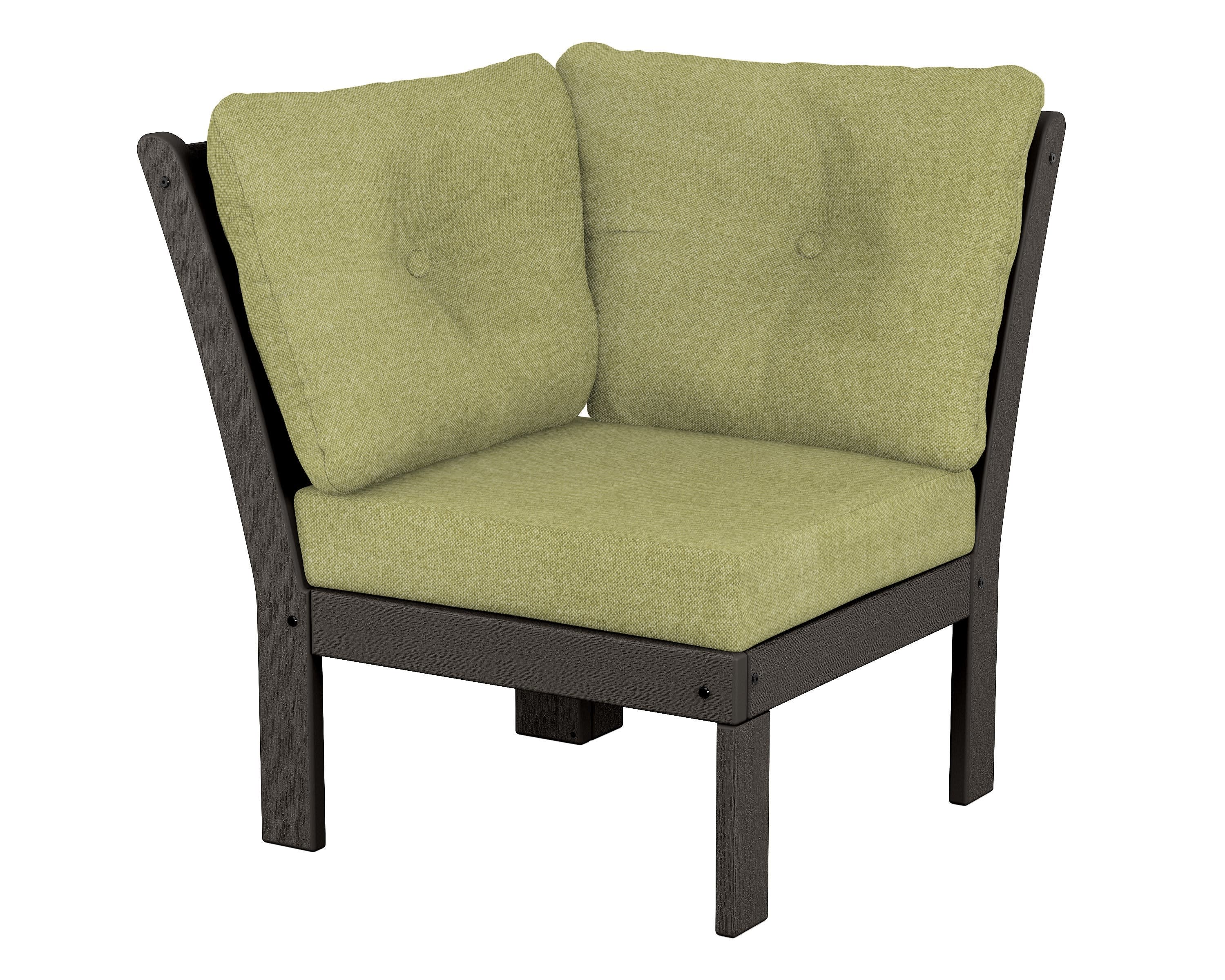 Vineyard Modular Corner Chair in Vintage Coffee / Chartreuse Boucle