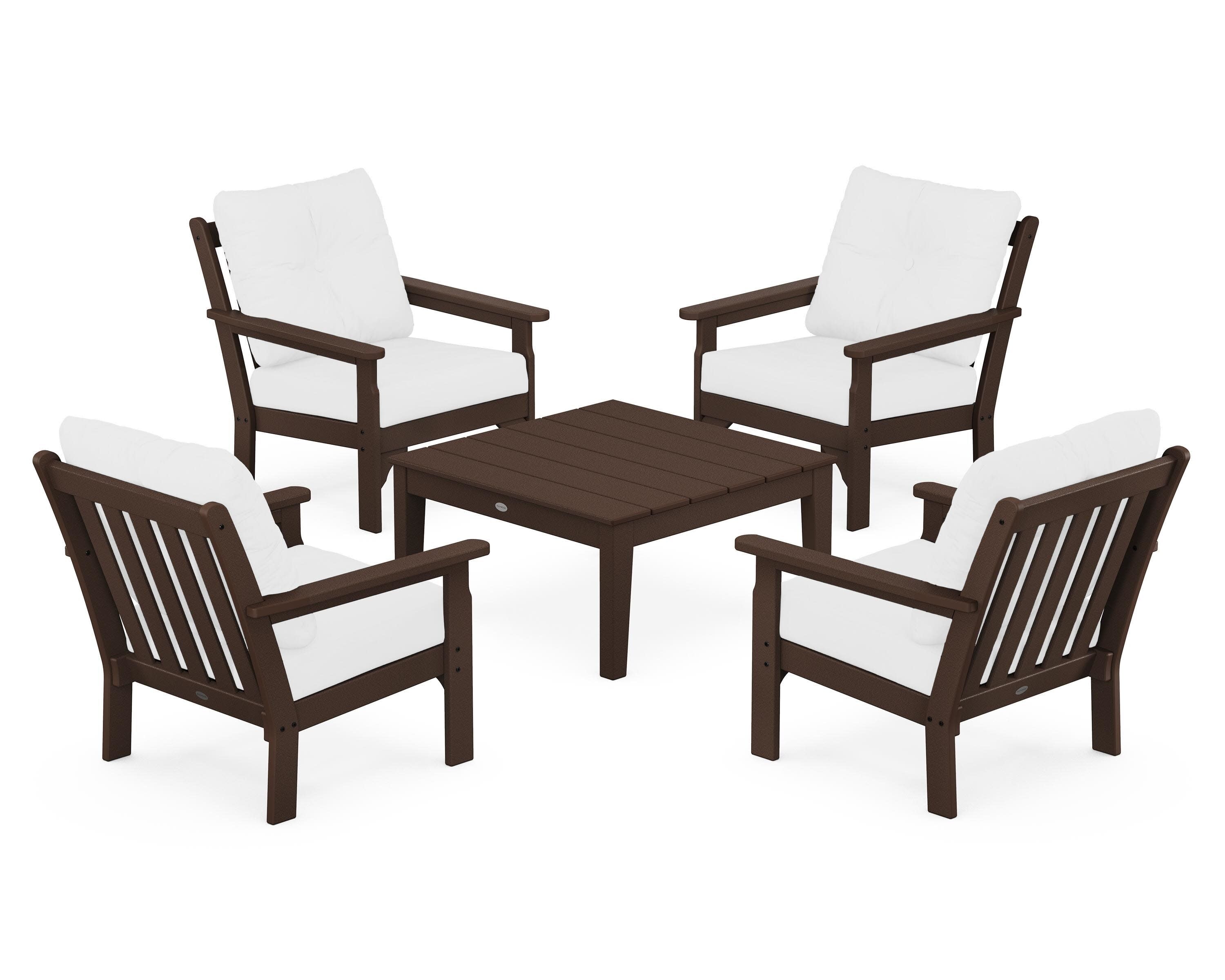 Vineyard 5-Piece Deep Seating Conversation Set in Mahogany / Natural
