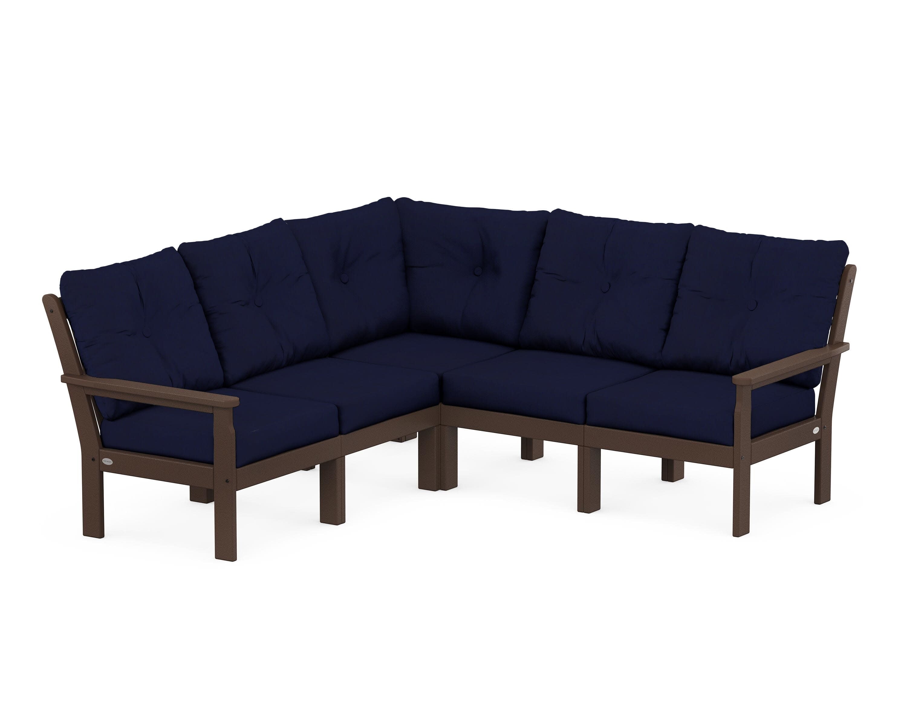 Vineyard 5-Piece Sectional in Mahogany / Navy