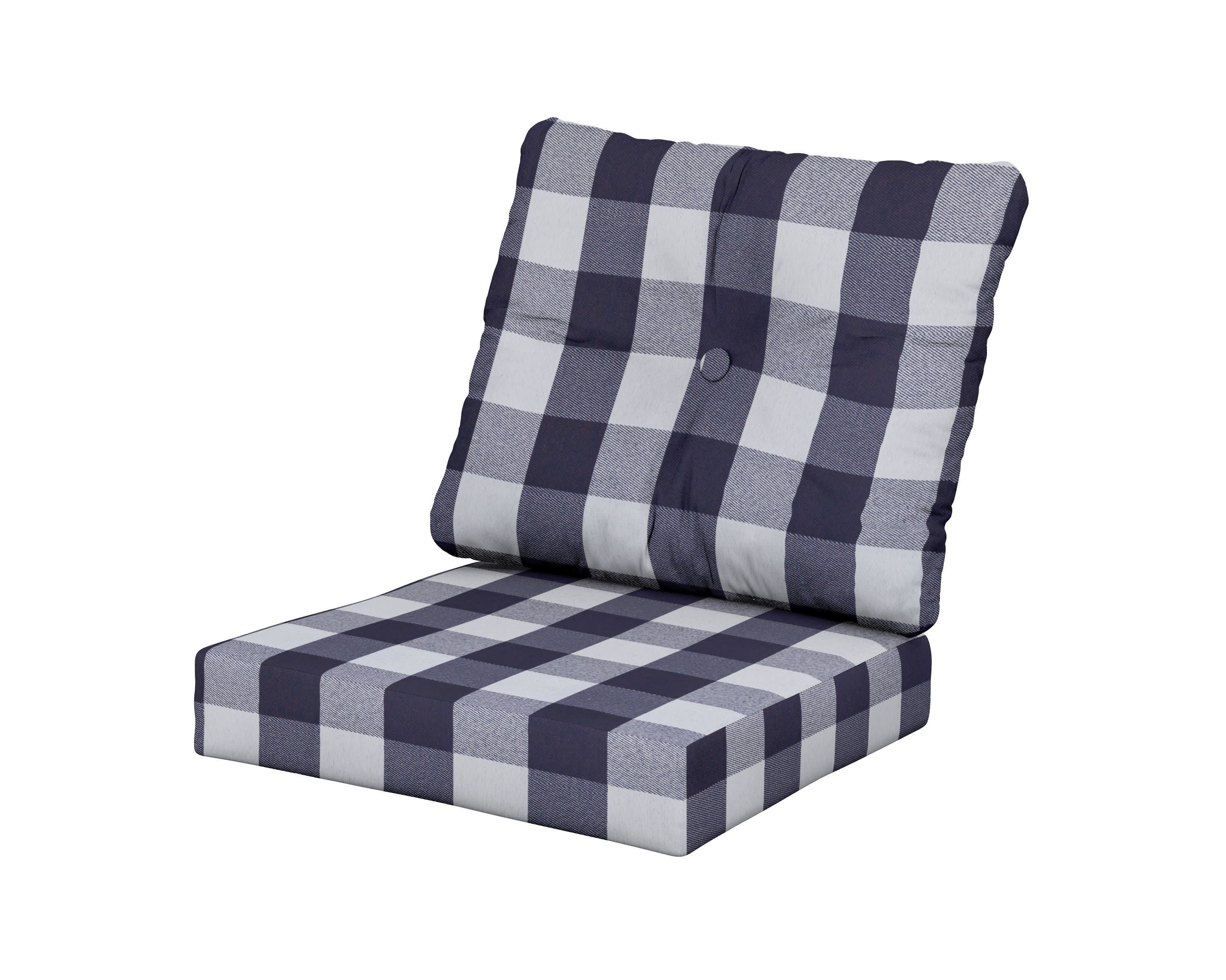 Vineyard Seat/Back Cushion in Buffalo Plaid Navy