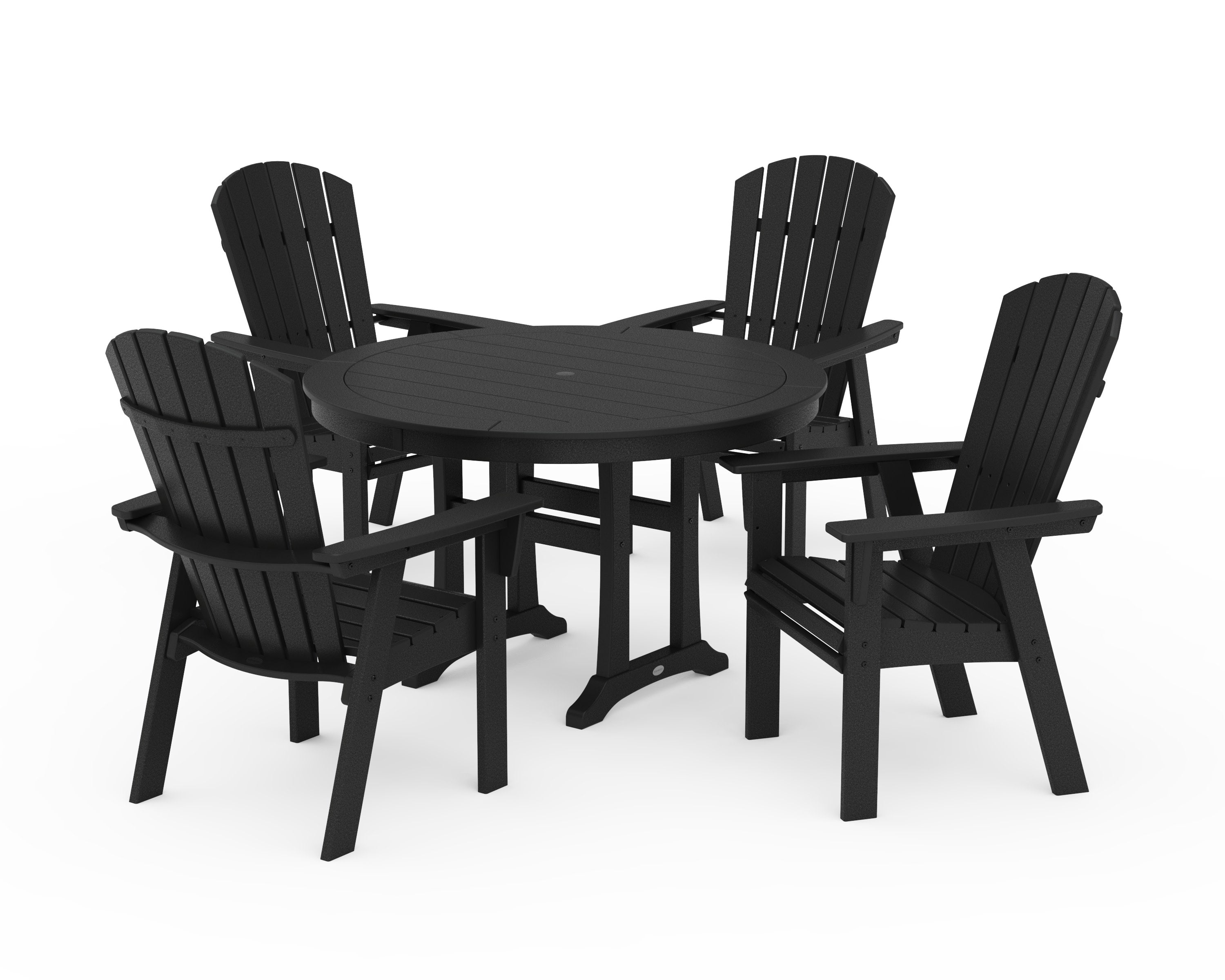 Nautical Curveback Adirondack 5-Piece Round Dining Set with Trestle Legs in Black
