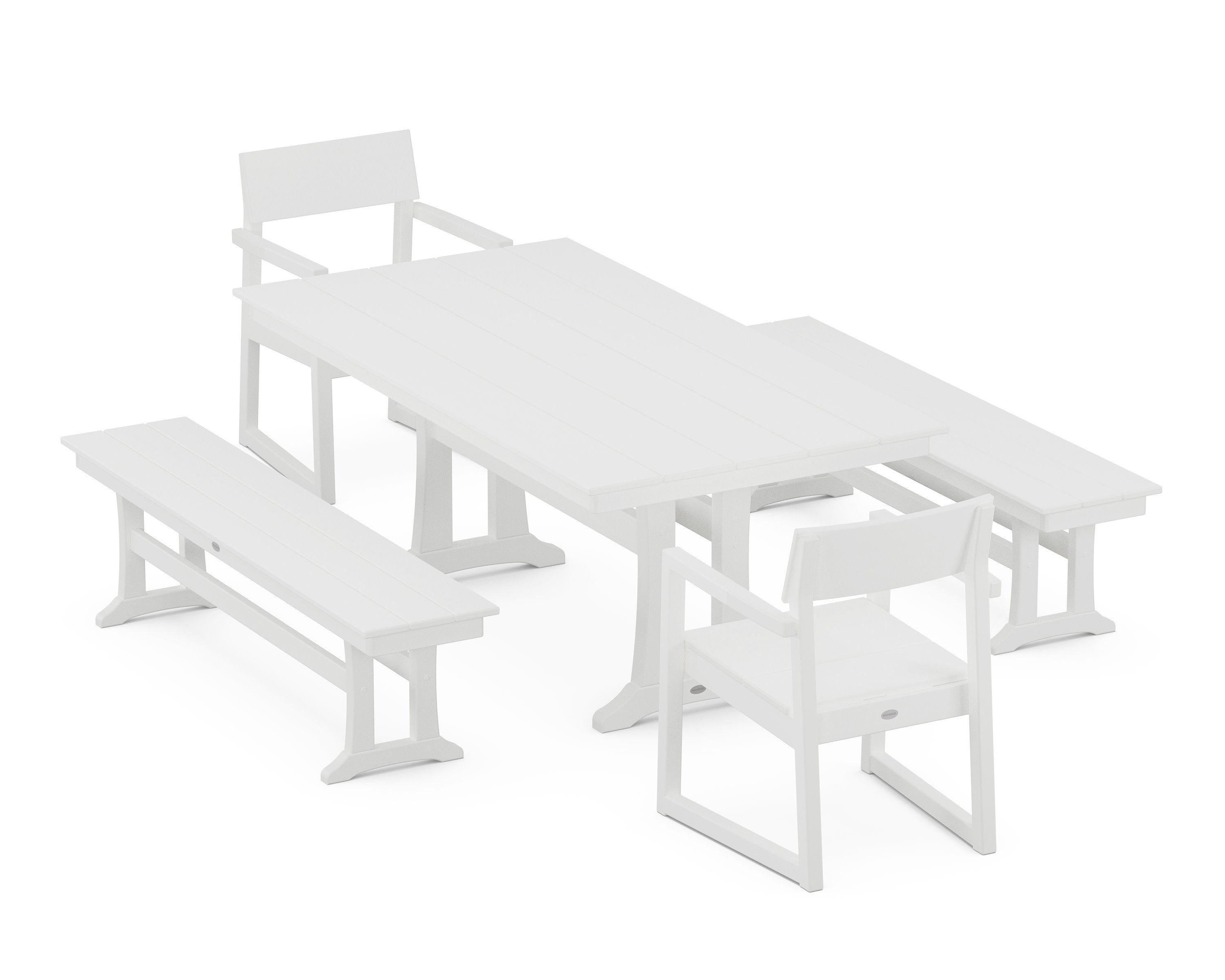EDGE 5-Piece Farmhouse Dining Set With Trestle Legs in White