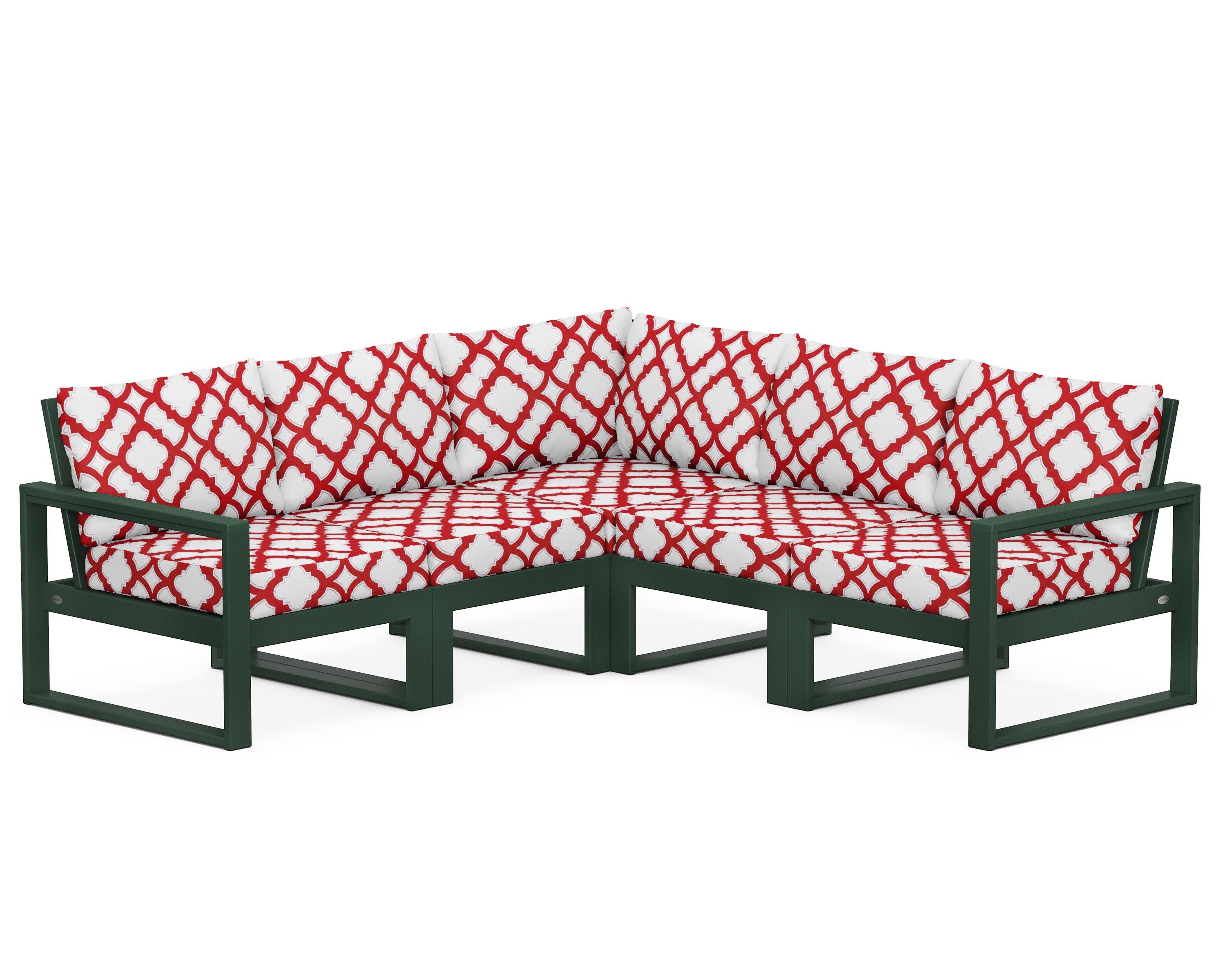 EDGE 5-Piece Modular Deep Seating Set in Green / Trellis Crimson